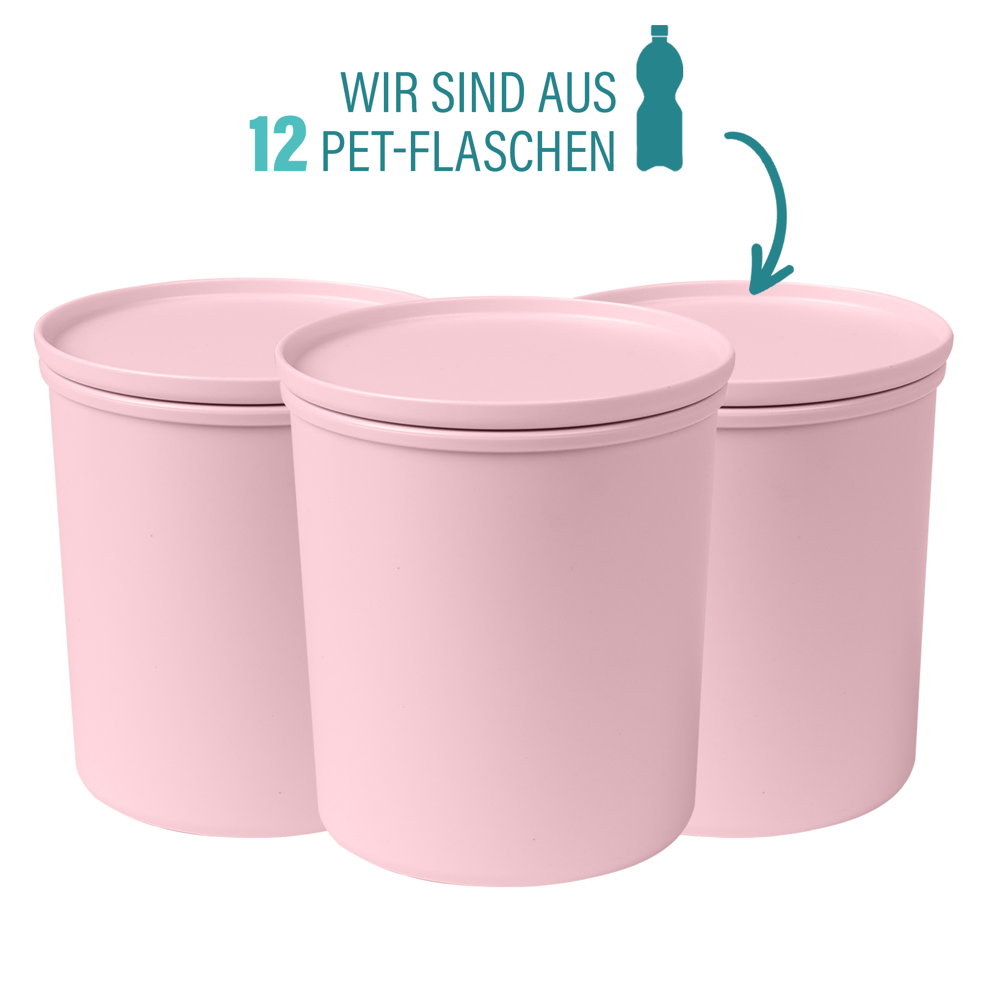 AWAVE® 3tlg. Frischhaltedosen-Set 800ml, mit rPET, rose