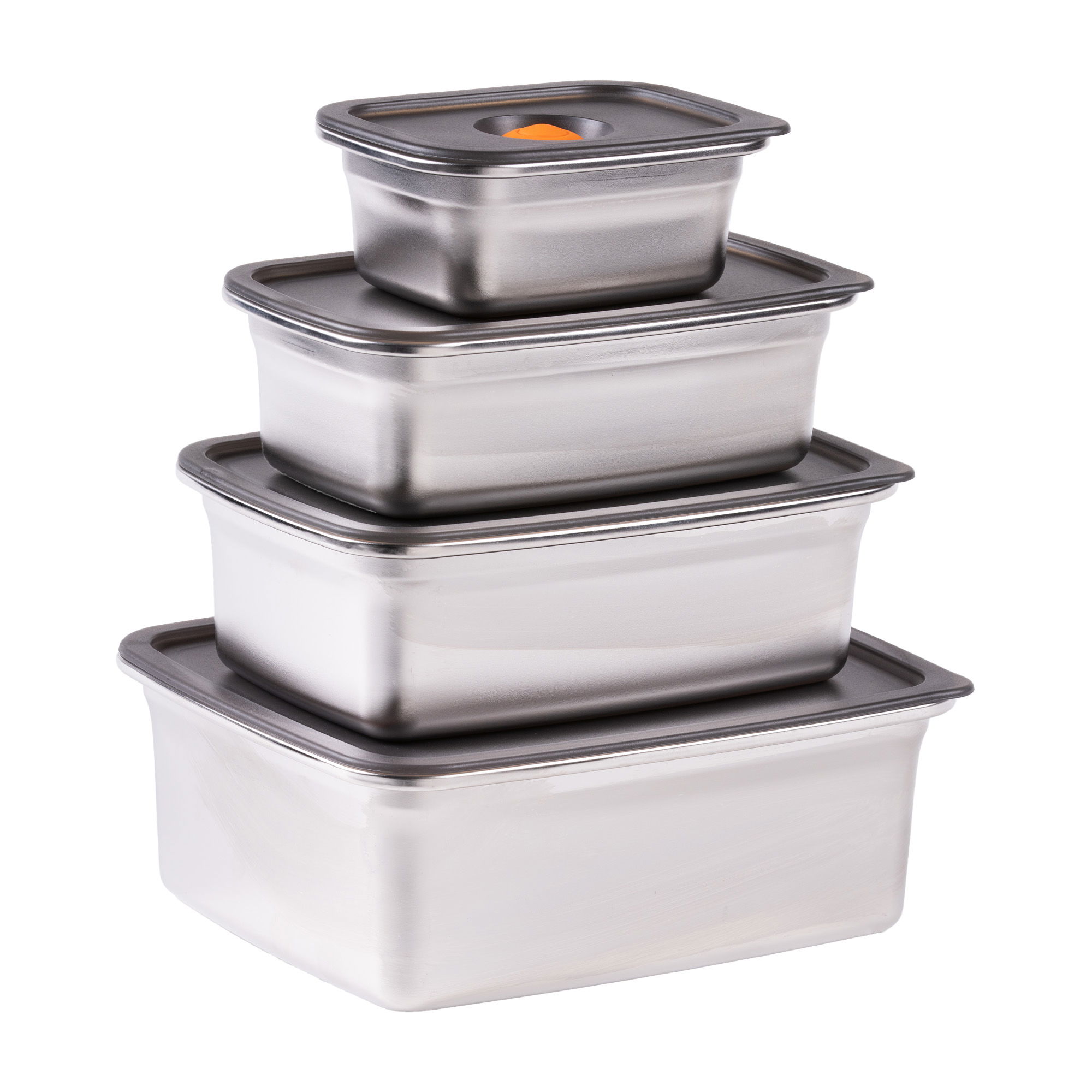 Boîte sous vide 300/700/1.200/2.300 ml Lot de 8 | Acier inoxydable