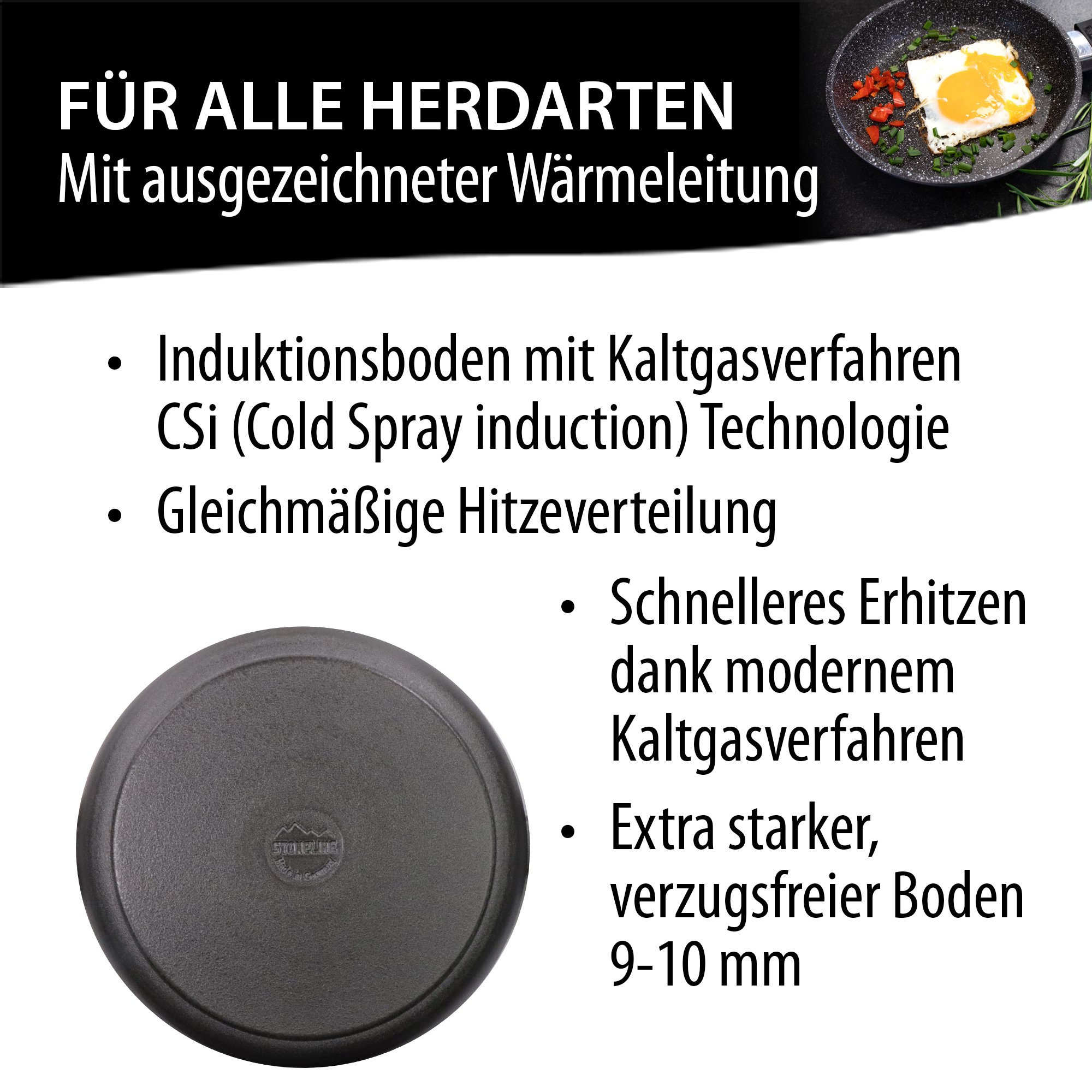 STONELINE® Frying Pan 24 cm, Removable Handle, Cast Non-Stick Pan | Made in Germany