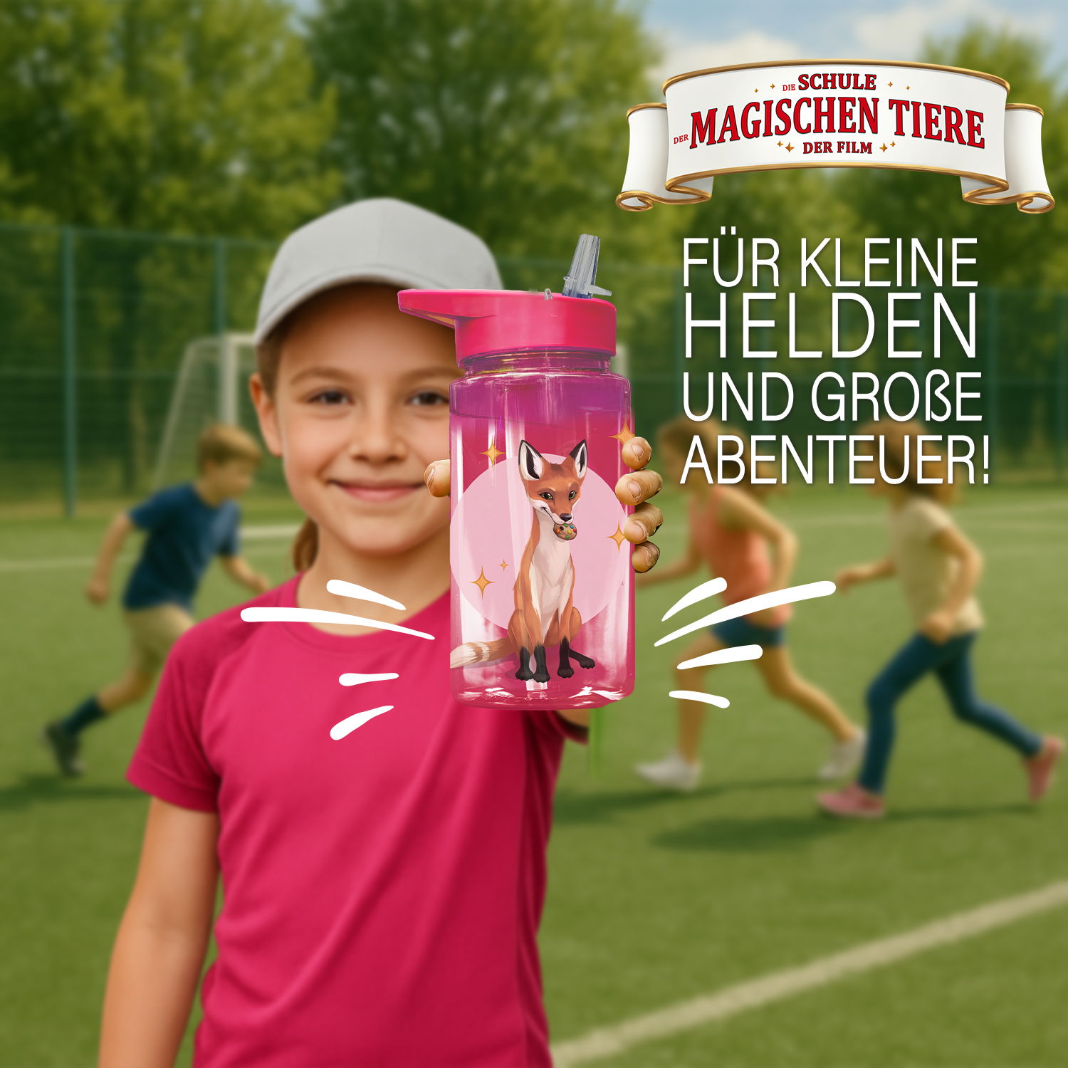 AWAVE® The School of Magical Animals Water Bottle 400 ml rPET | Berry Red, Rabbat