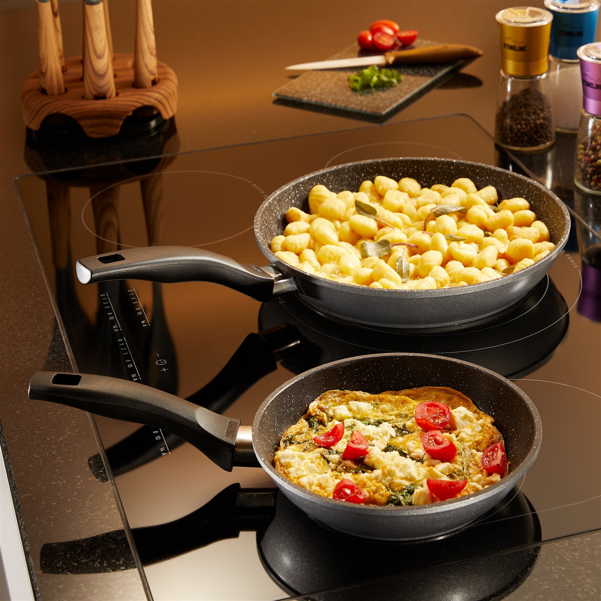 STONELINE® pan set, 2 pieces, 20/28 cm, non-stick coating, induction and oven-safe