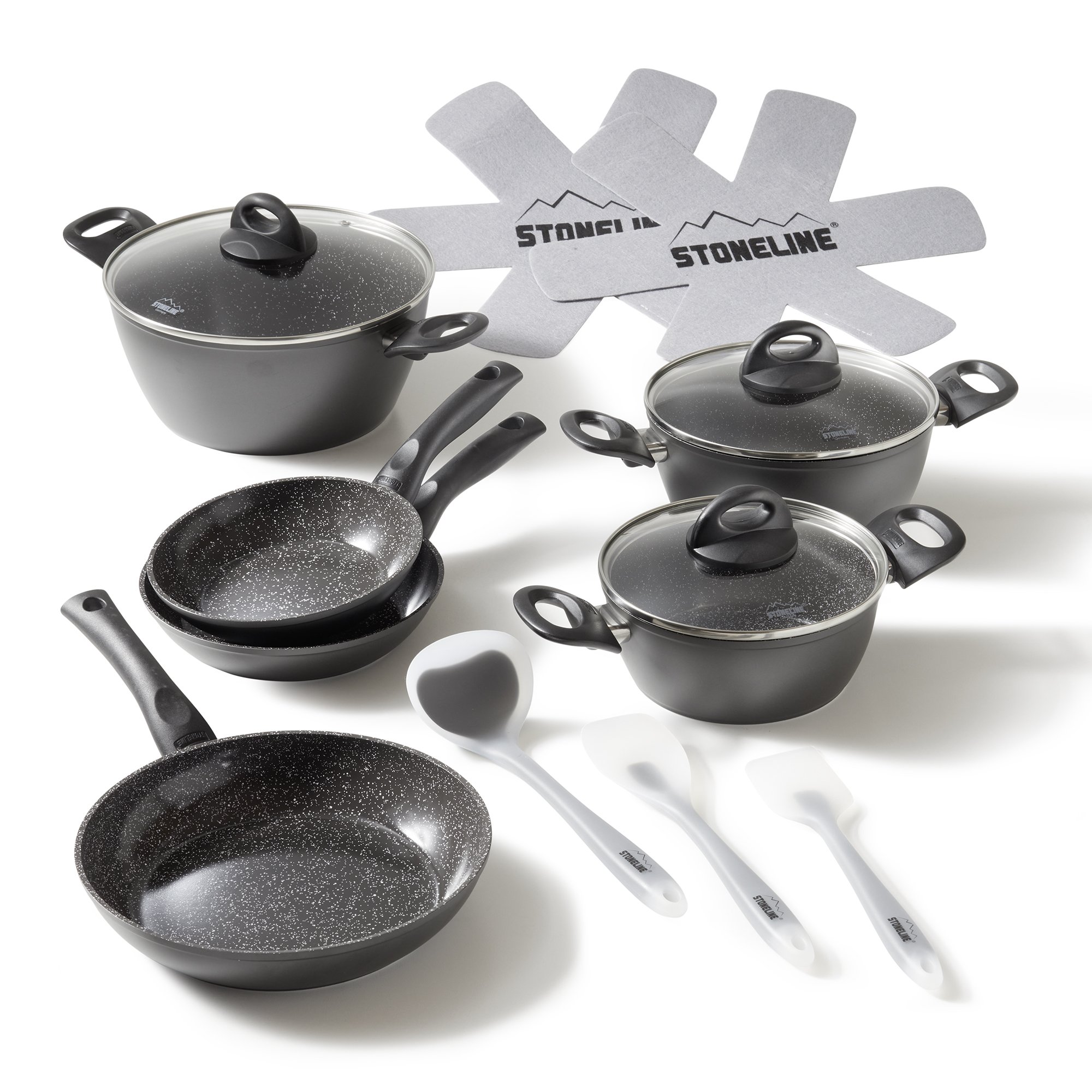 STONELINE® 14 pc CERAMIC Cookware Set, with Lids, Non-Stick Pots & Pans | CERAMIC