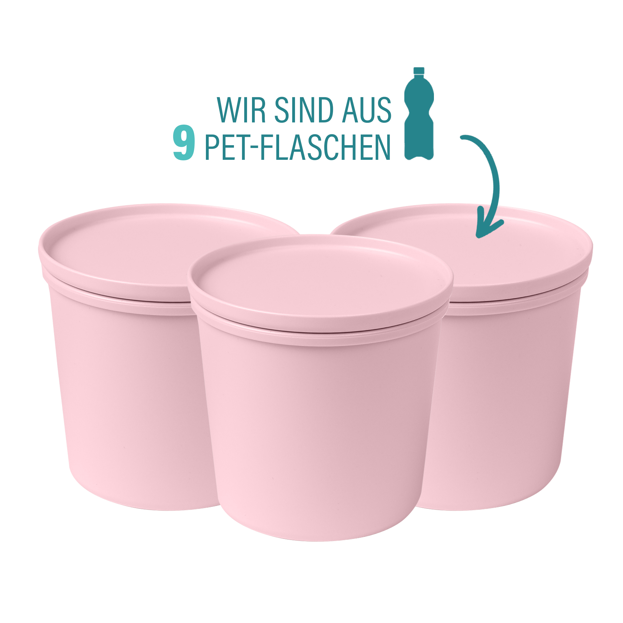 AWAVE® Juego de 3 cajas para conservar alimentos de 500 ml, con rPET, rosa