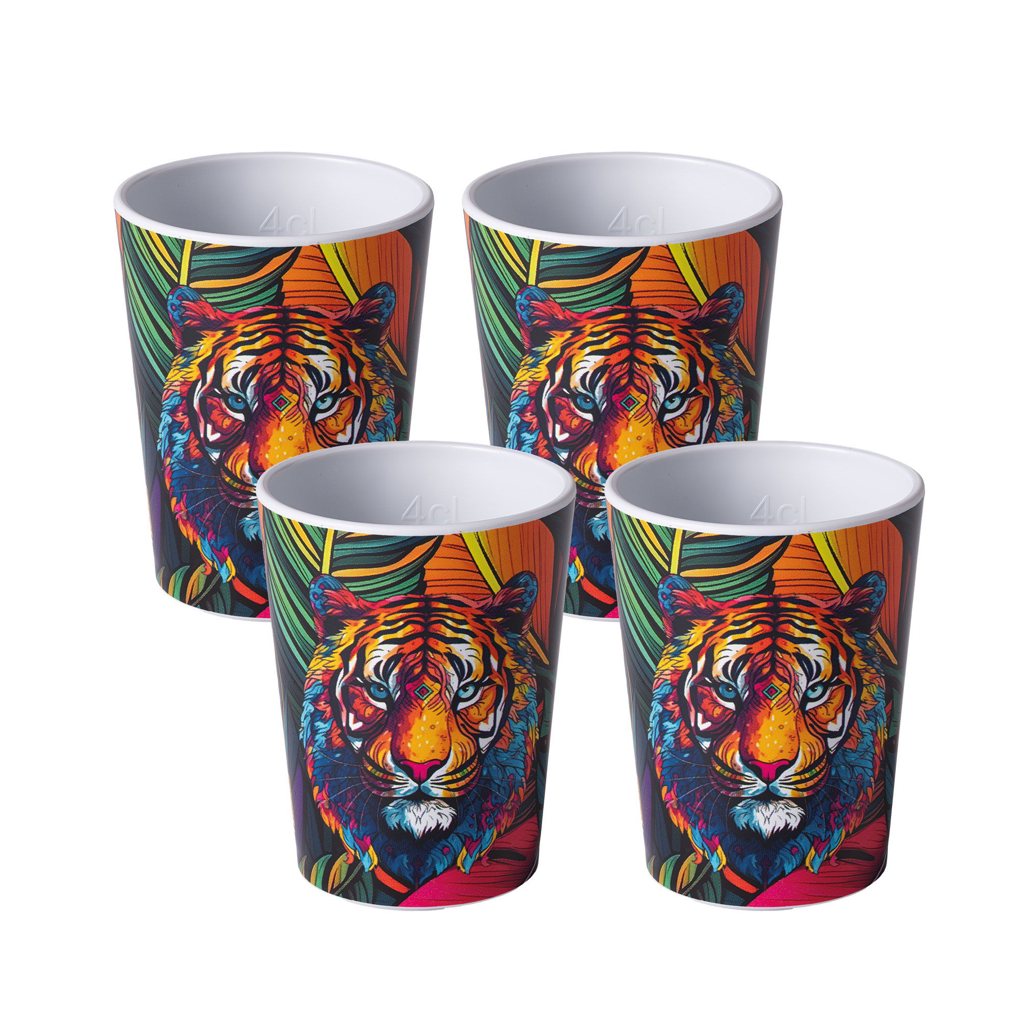 Shot Glasses 4 cl rPET Set of 4, Calibration Mark at 2 cl and 4 cl
