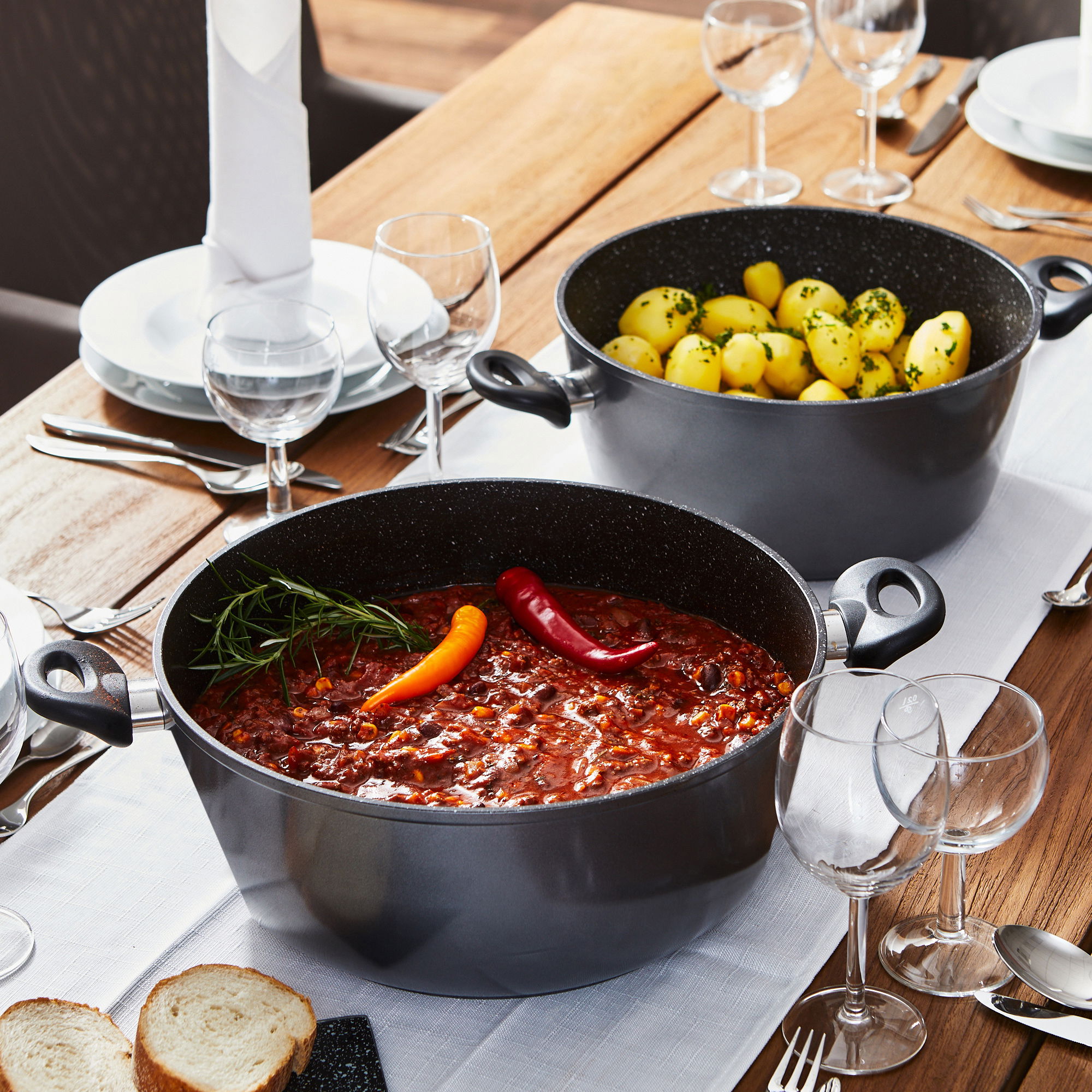 Placer culinario XXL: STONELINE® 32 cm sartén con tapa de cristal