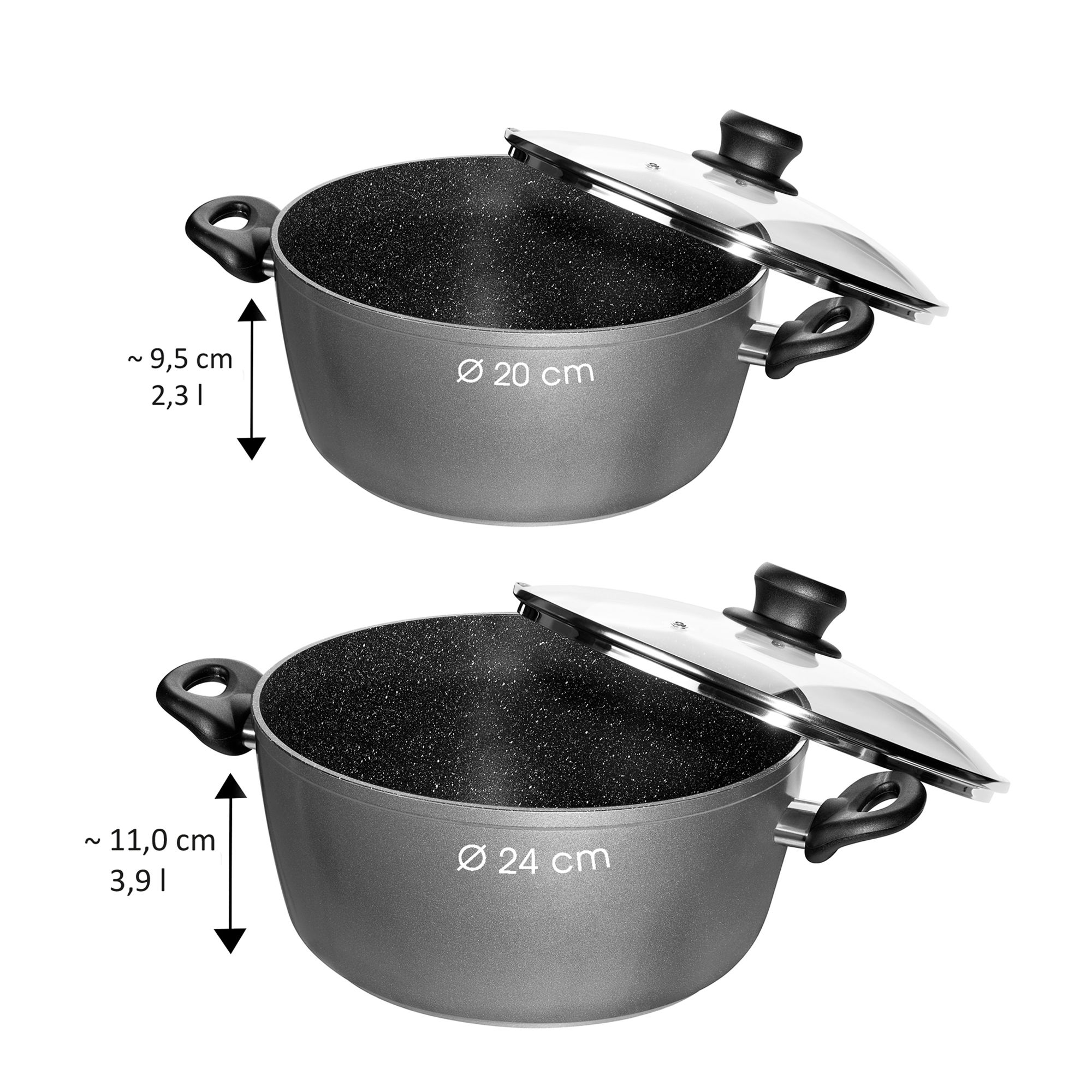 STONELINE® Cooking Pot 20 cm, with Lid, Non-Stick Pot | Made in Germany | CLASSIC