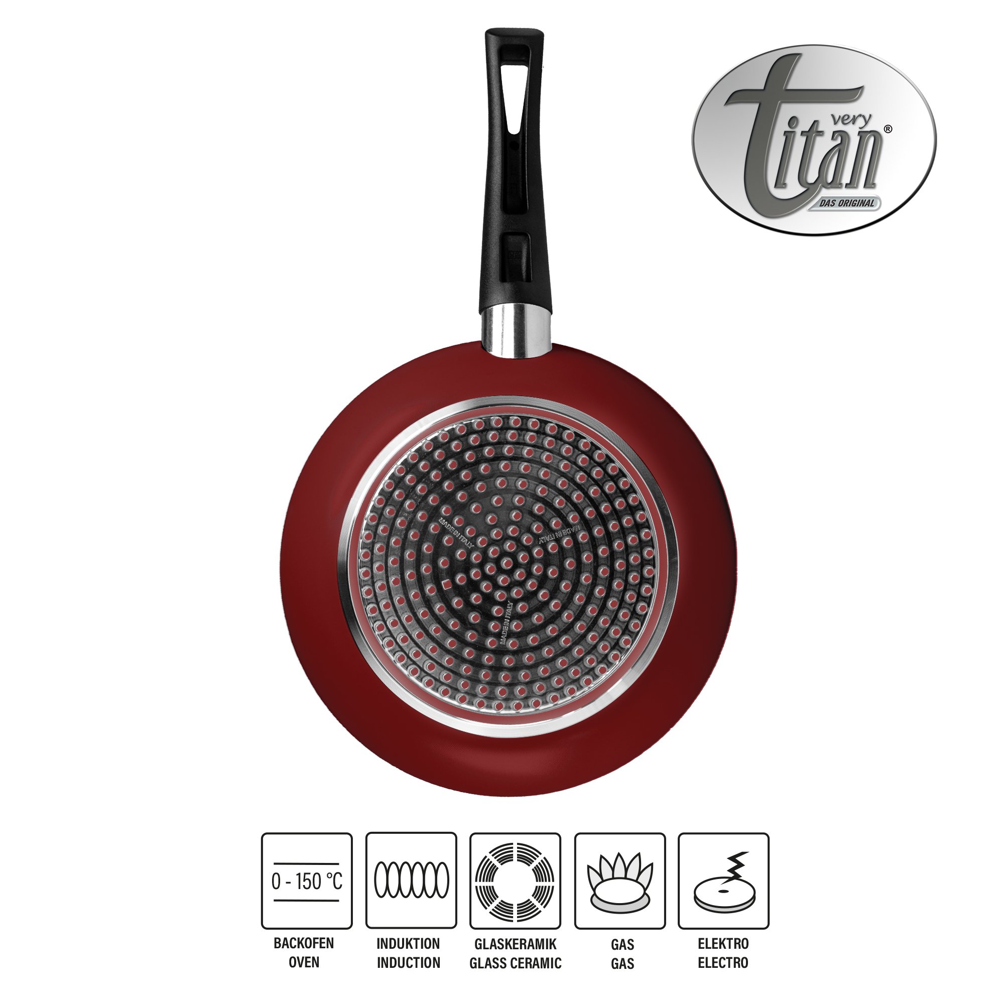 VERY TITAN® frying pan 28 cm, non-stick coated pan, induction and oven-safe, red