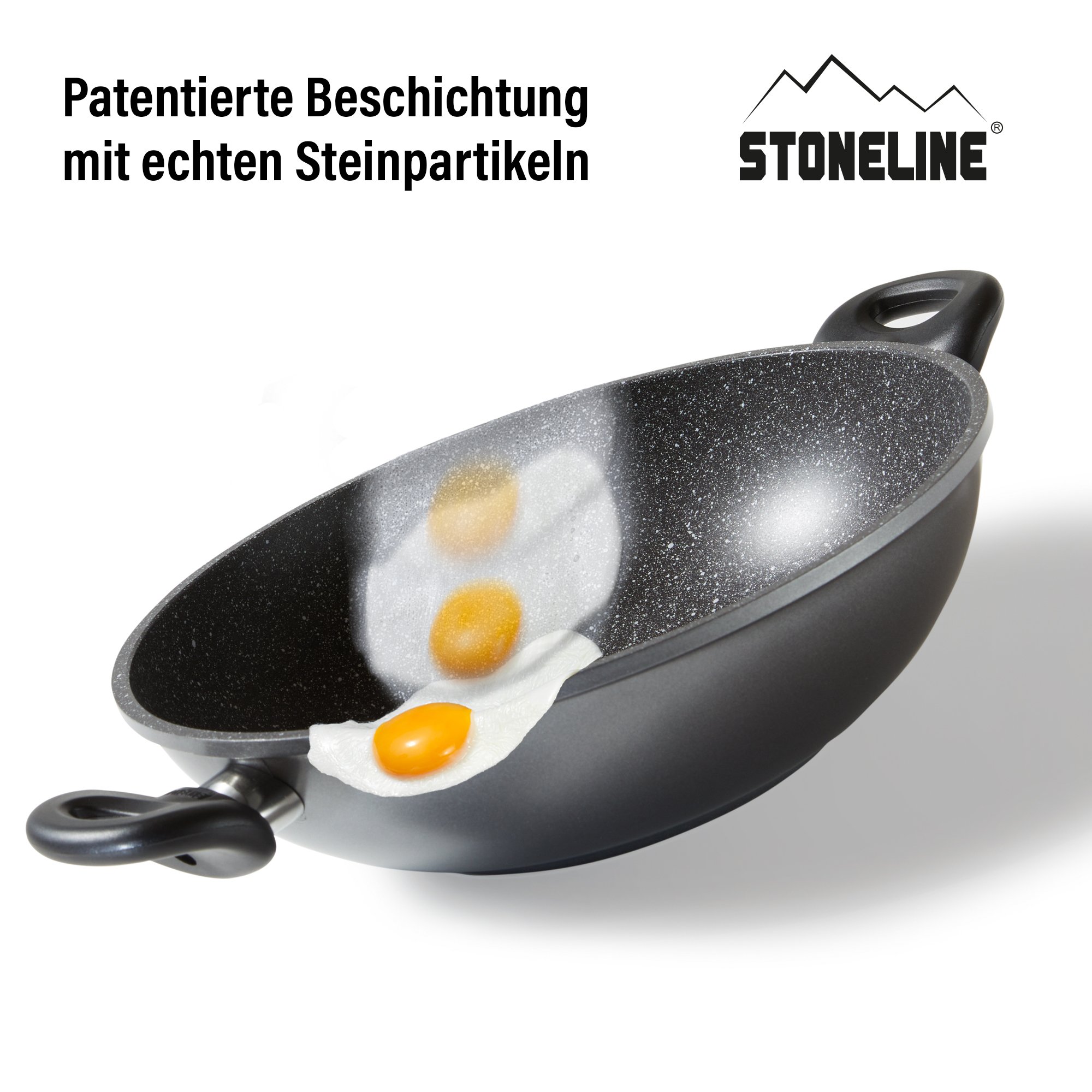 STONELINE® Wok 32 cm, con Coperchio, Padella Antiaderente | CLASSIC