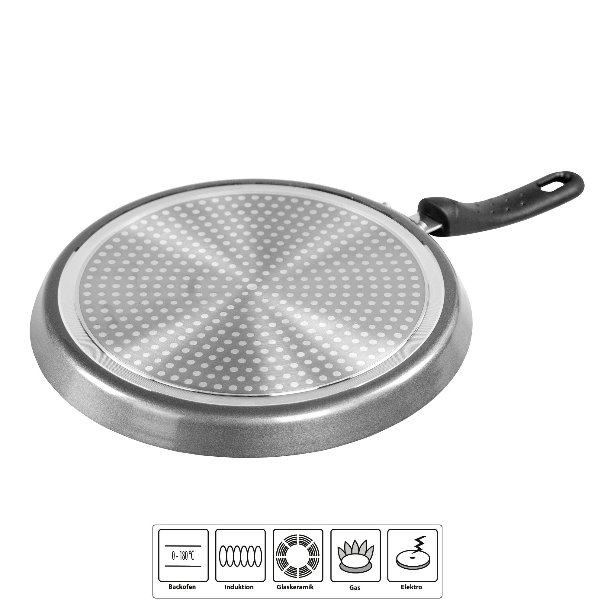 STONELINE® Crepe Pan 25 cm, with Batter Spreader, Flat Non-Stick Pan