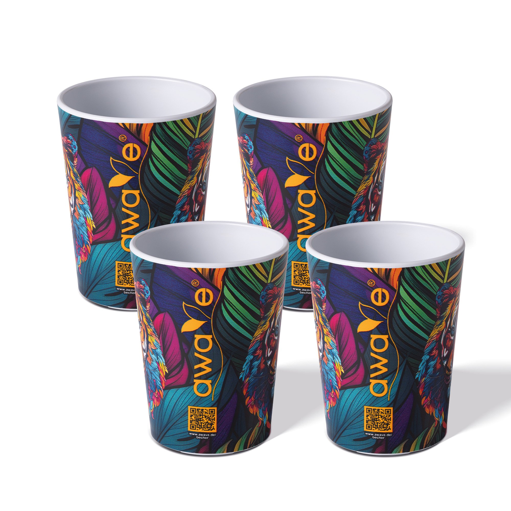 AWAVE® 4 pc Shot Glasses Set, 4 cl, made of rPET, Calibration Mark at 2 cl and 4 cl, Stackable