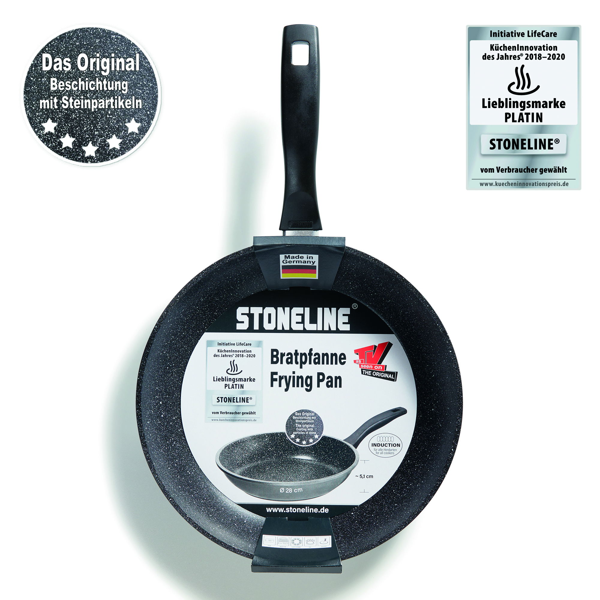 Juego de sartenes STONELINE® de alta calidad: 24/28 cm, antiadherentes,  inducción y horno