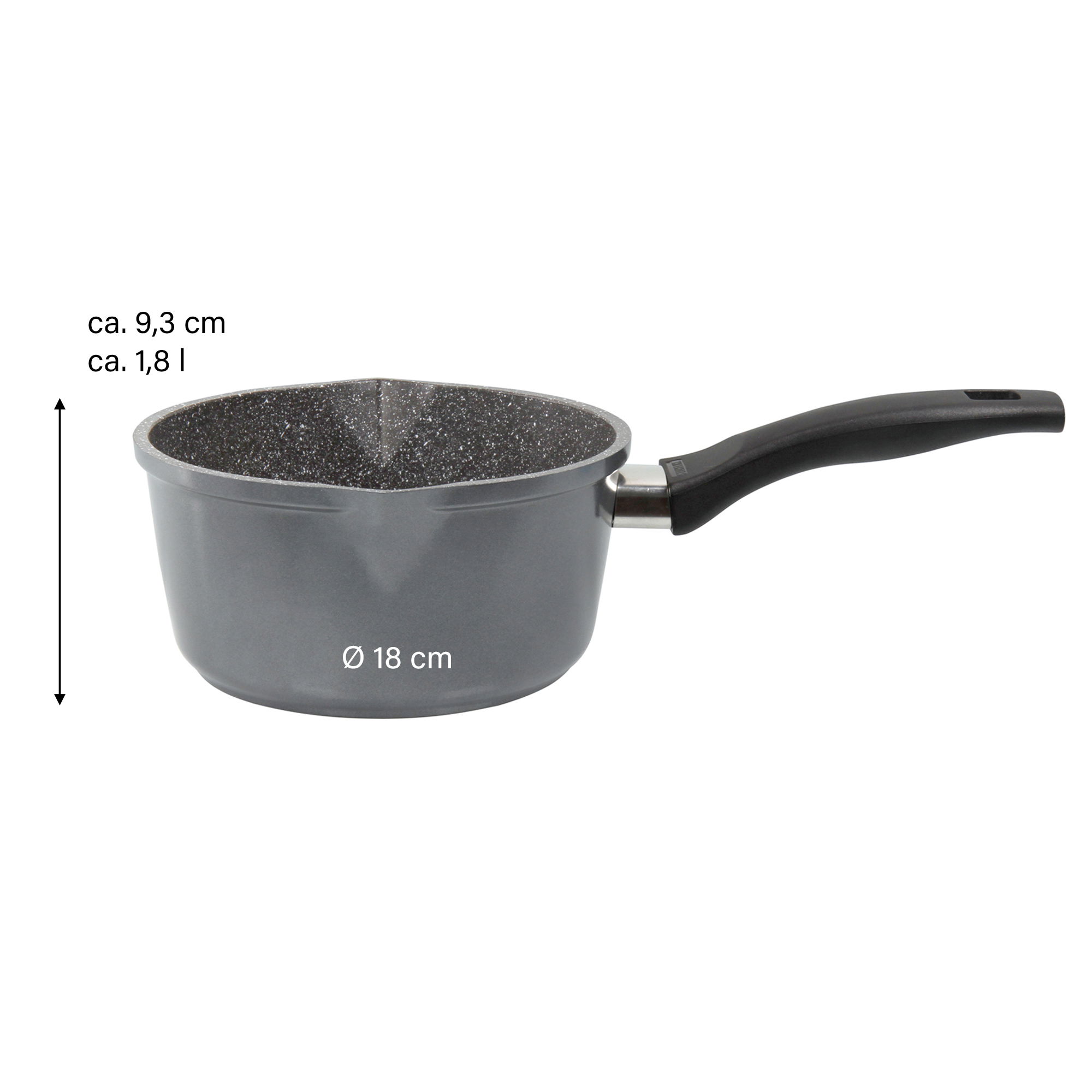 STONELINE® Saucepan 18 cm, with Lid, 2 Spouts, Skillet, Non-Stick Pot | CLASSIC