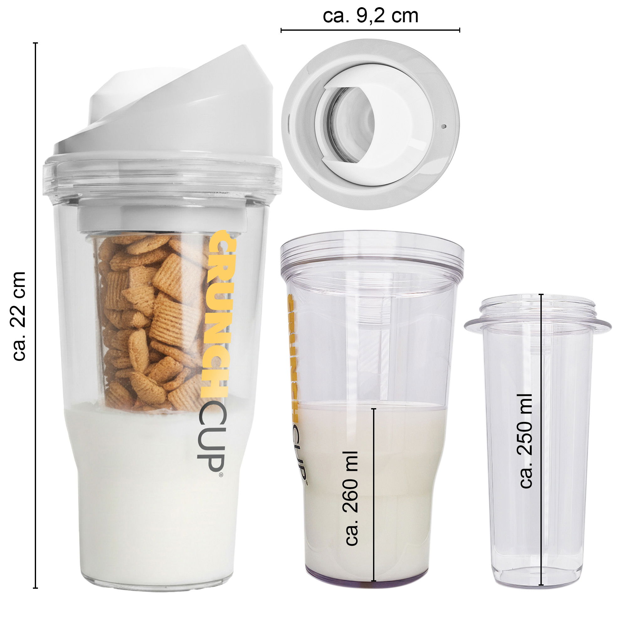 Originale Tazza di Cereali da Asporto 260 + 250 ml | Bianco