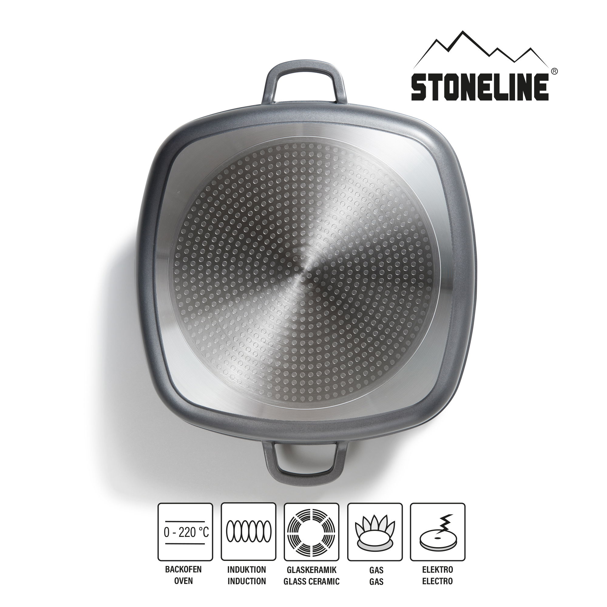 STONELINE® Casseruola Quadrata 32 cm, Coperchio Salva-Aroma, Pentola Antiaderente