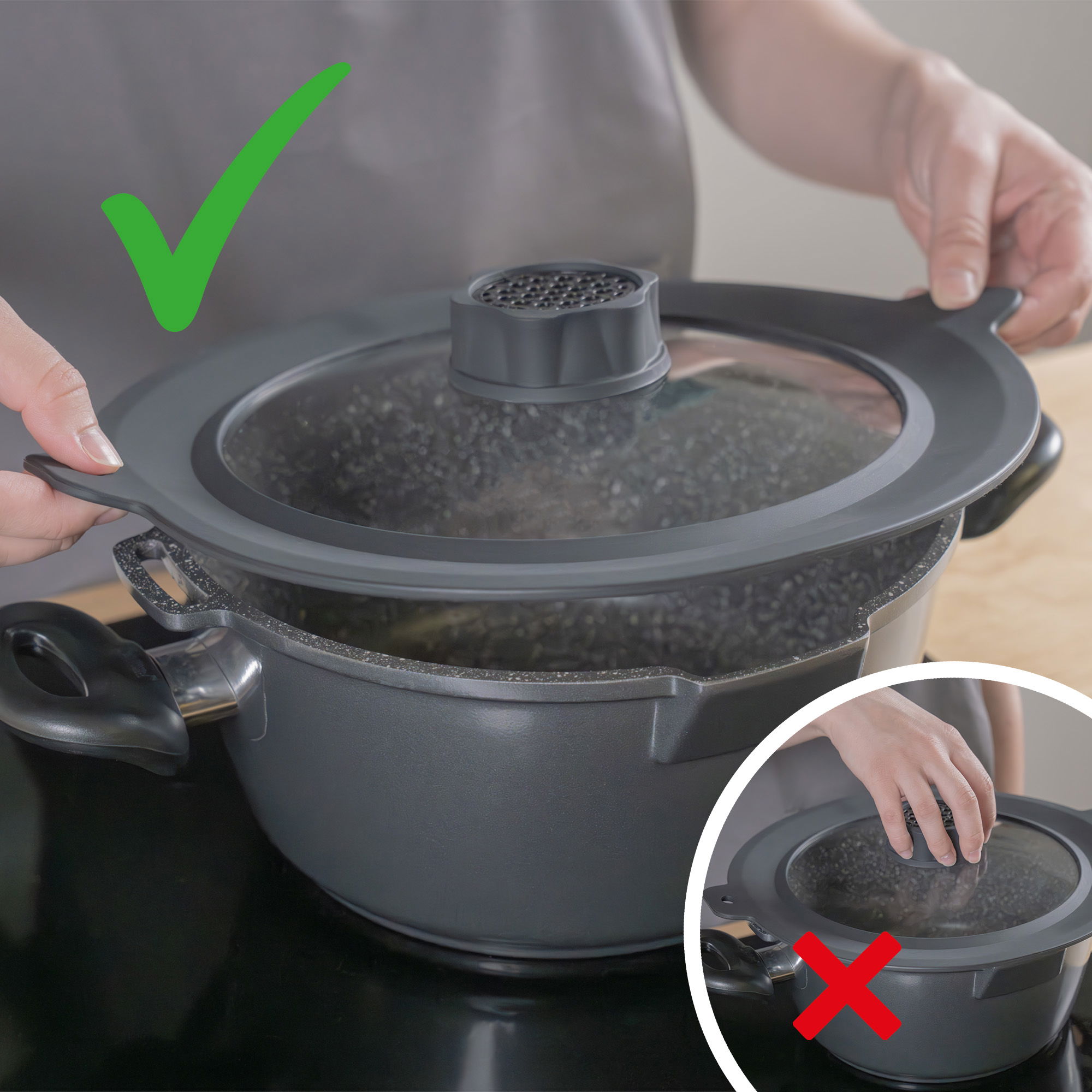 Tapa Universal 22/24/26/28 con Función SMELL WELL y 2 Juegos de Recarga | Negro