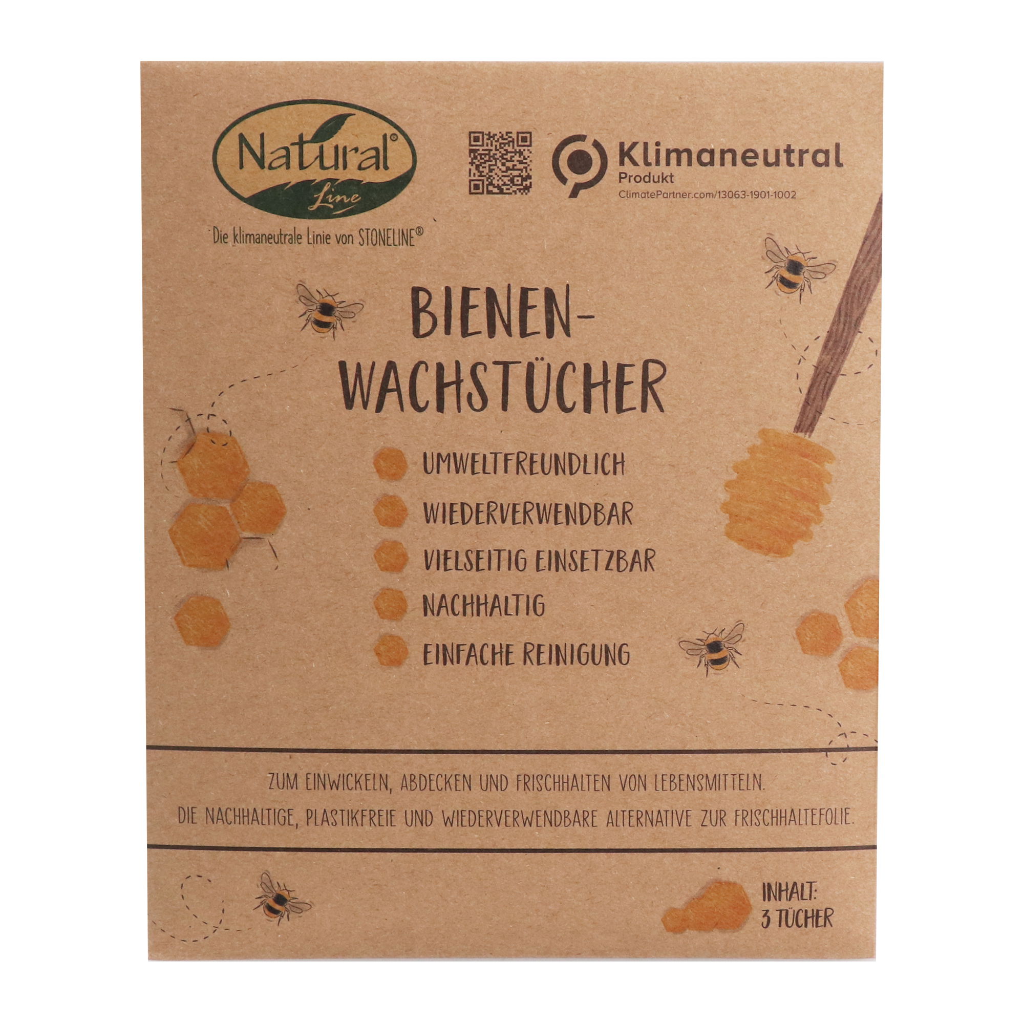 Emballage alimentaire en cire d'abeille Set 3 pièces