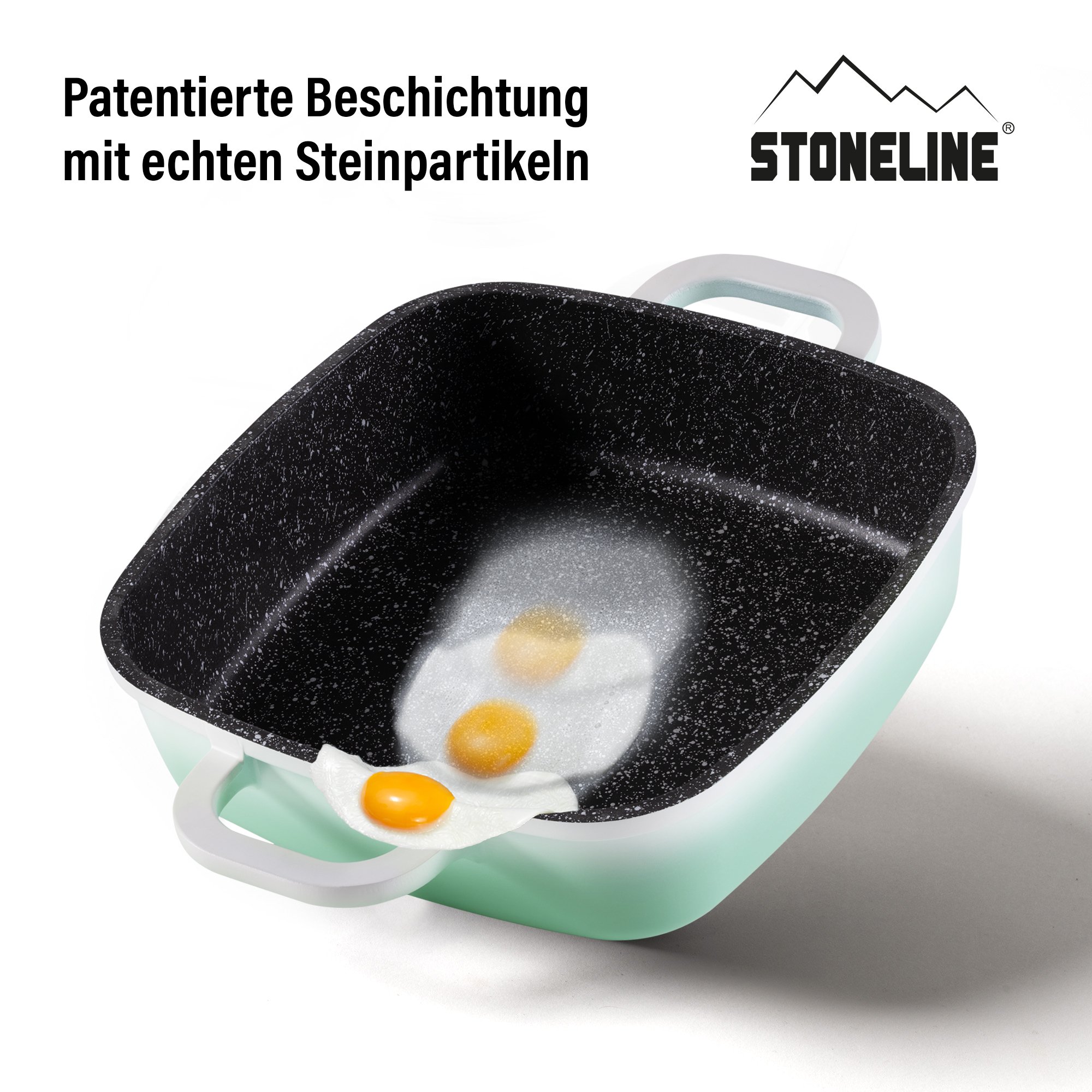 STONELINE® Square Serving Pan 20 cm, with Aroma Lid, Non-Stick Pan Casserole | mint