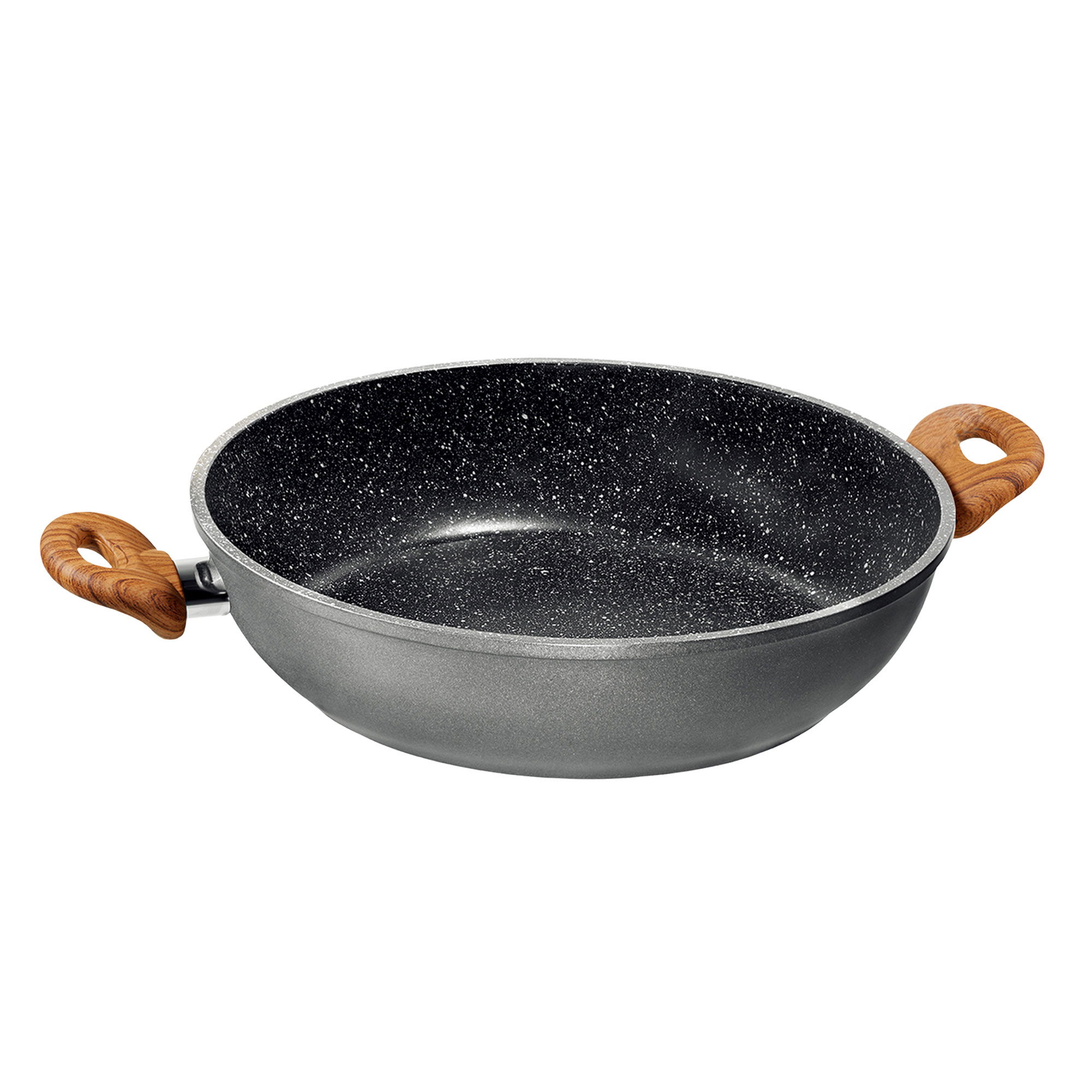 Poêle à servir sauteuse 24 cm | avec couvercle - Aspect bois