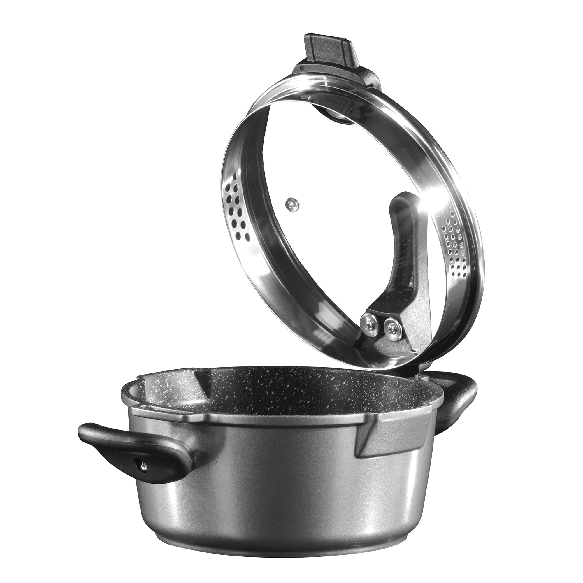 STONELINE® FUTURE frying pot 24cm sieve glass lid, nonstick, induction