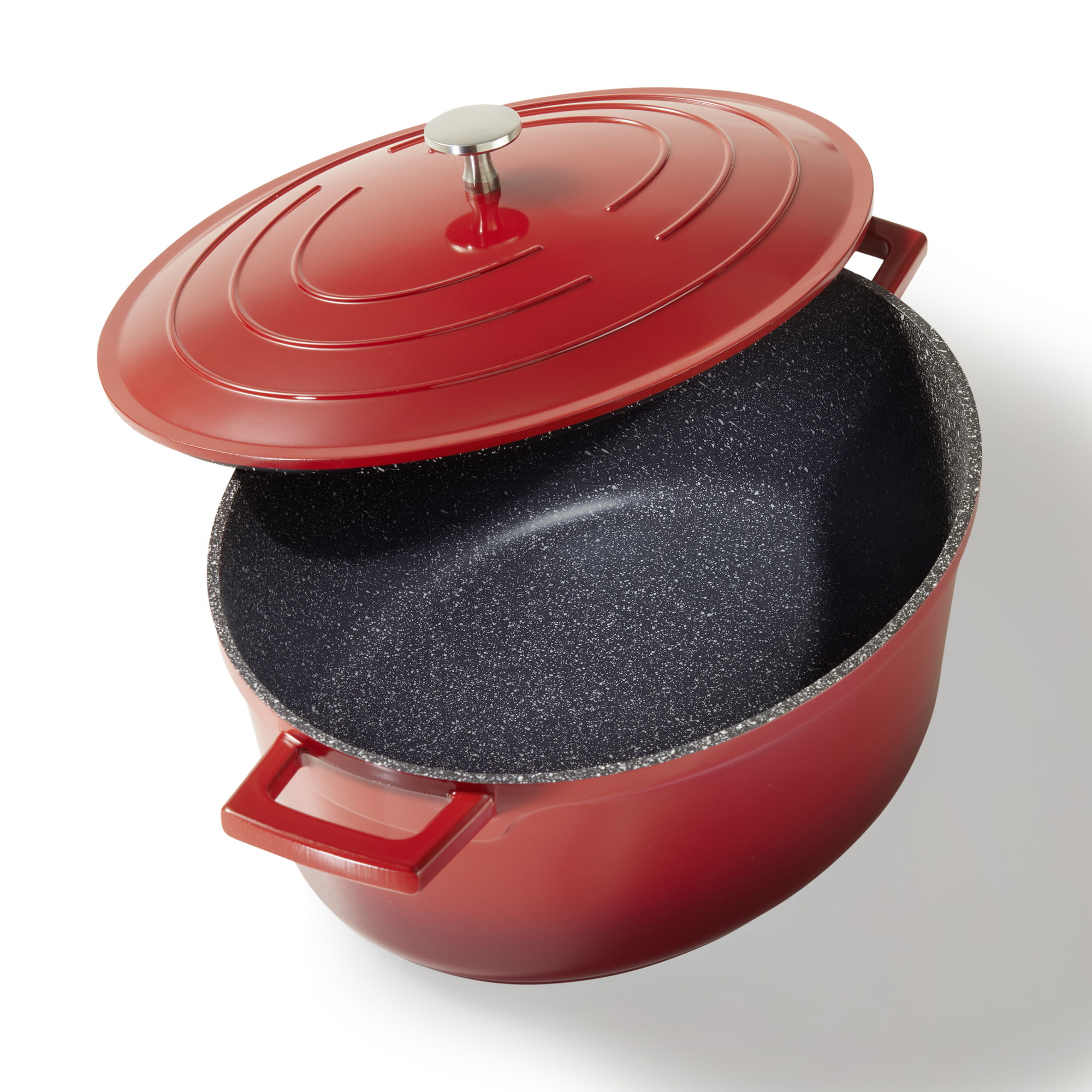 STONELINE® Cocotte à induction avec couvercle 32x25 cm, Antiadhésif, rouge