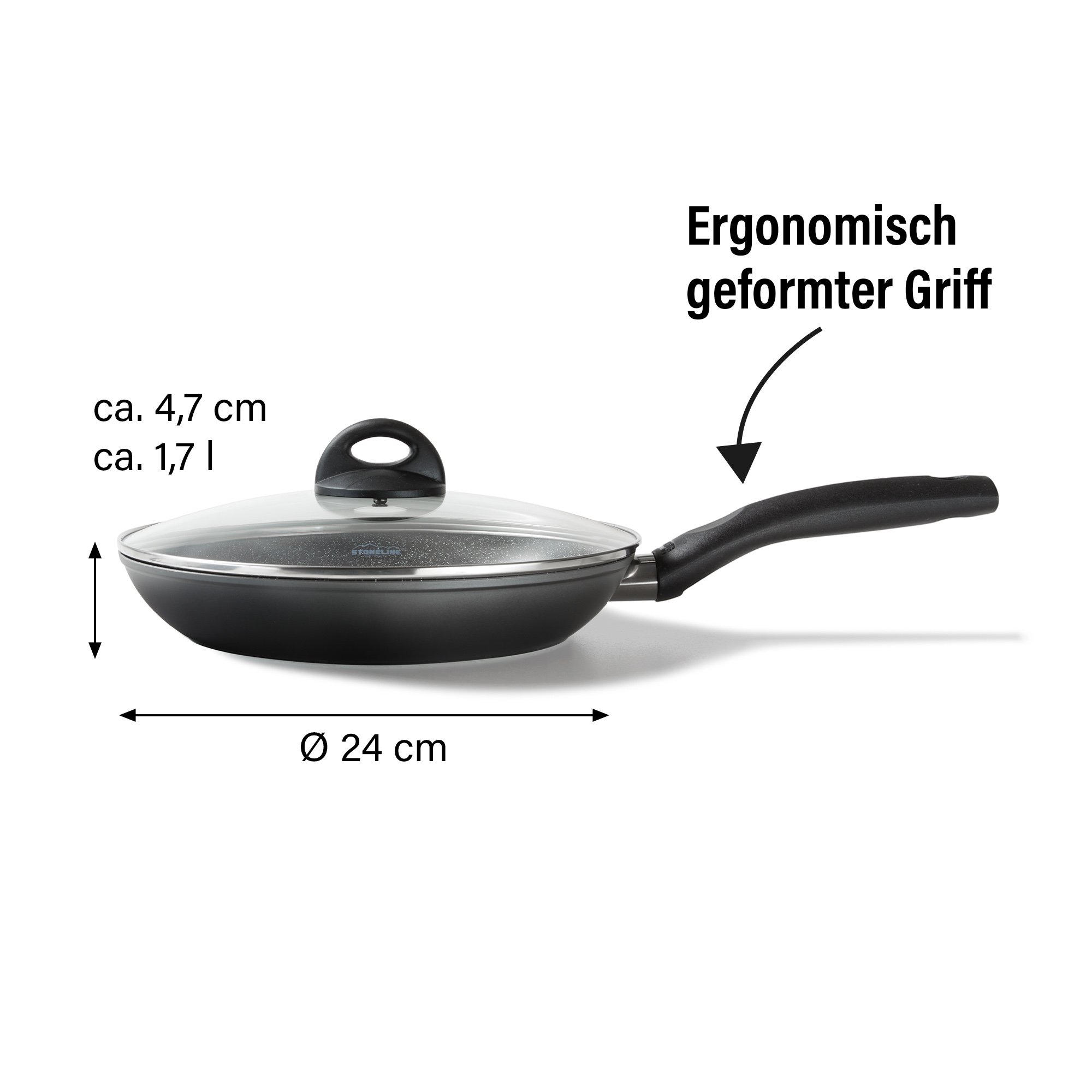 STONELINE® CERAMIC Frying Pan 28 cm, with Lid, Large Non-Stick Pan | CERAMIC Cookware