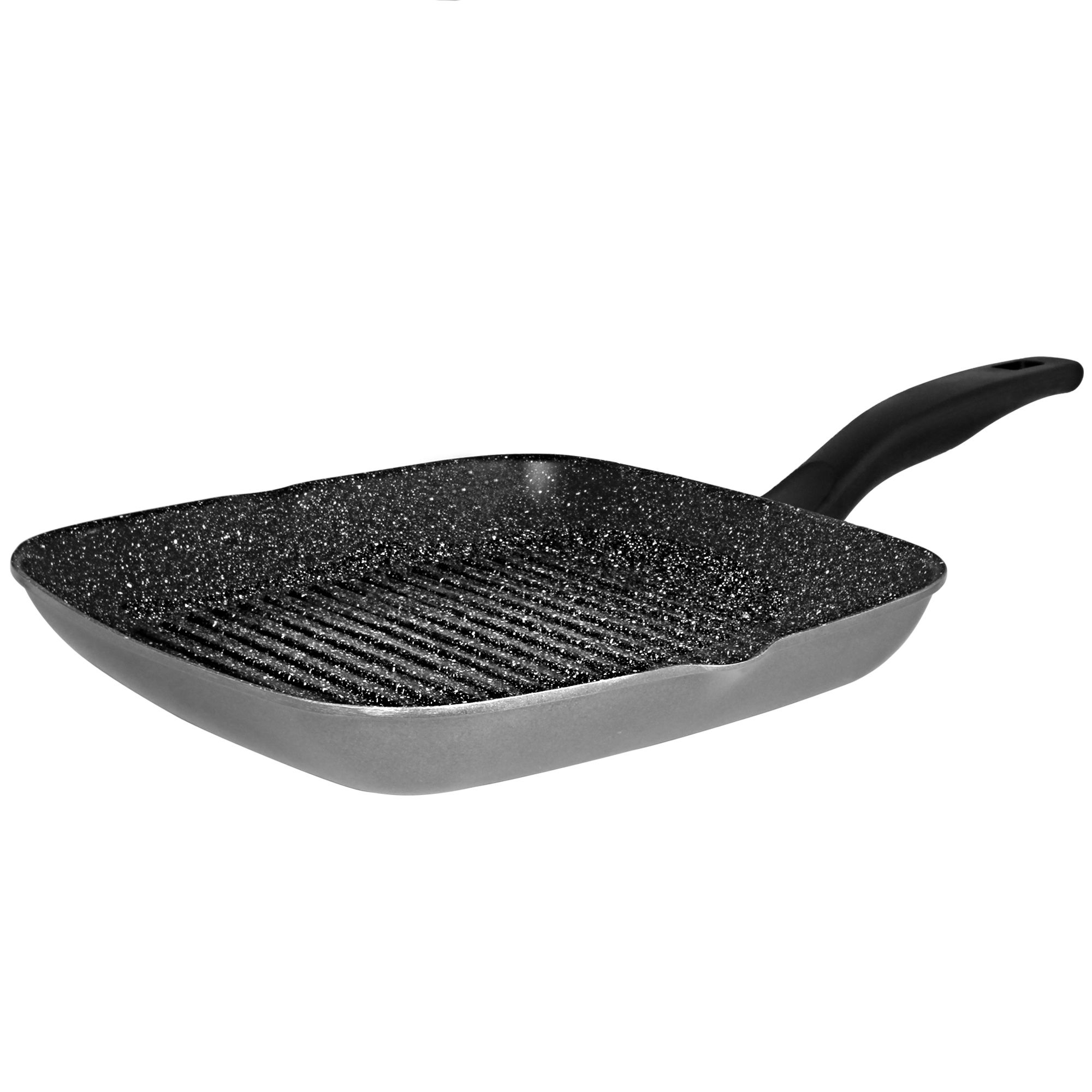 STONELINE® Grillpfanne 28 x 28 cm, mit 2 Ausgüssen, Pfanne antihaftbeschichtet, Induktion und backofengeeignet