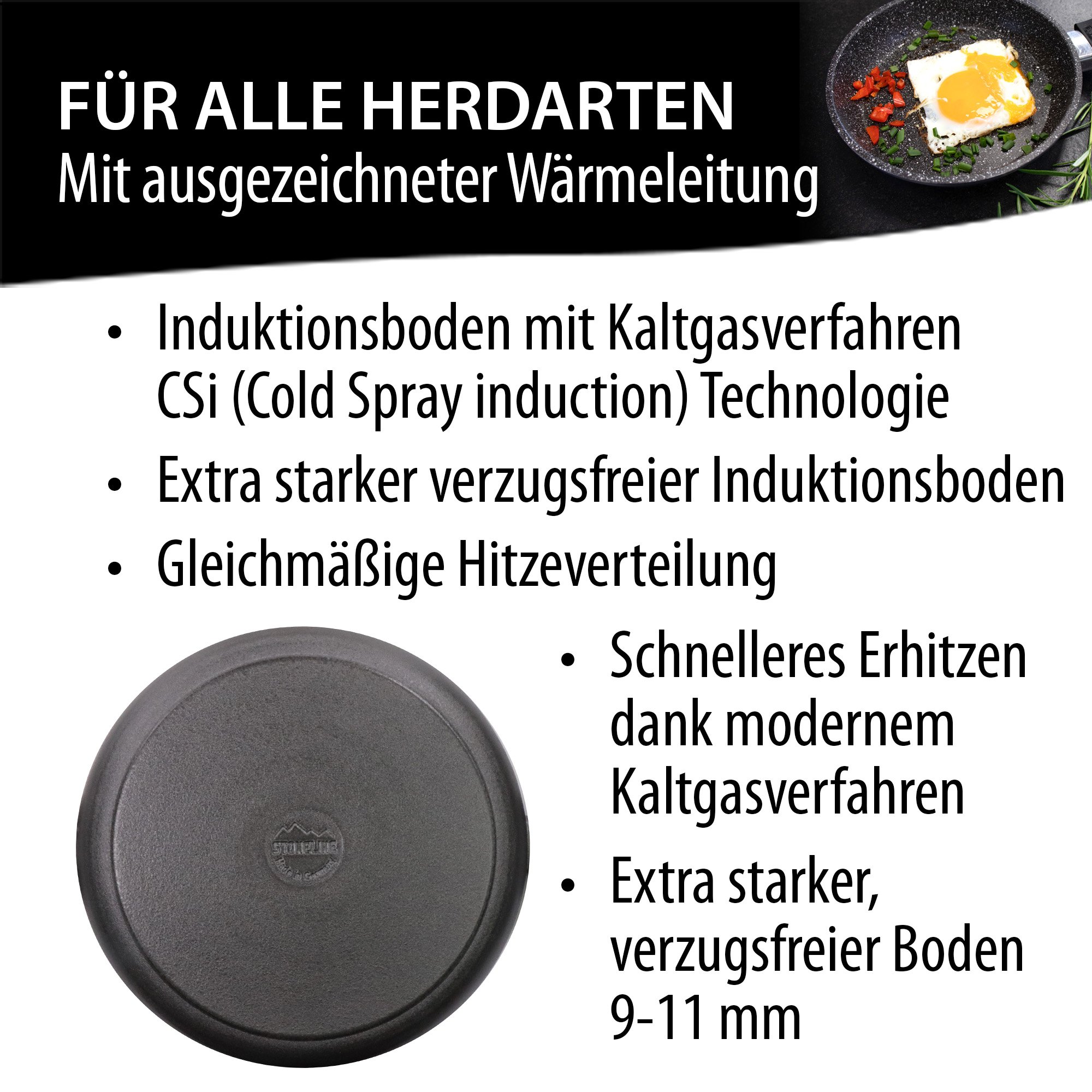 STONELINE® Kochtopf 24 cm, Made in Germany, Kokillenguss, Antihaftbeschichtung, Induktion und backofengeeignet