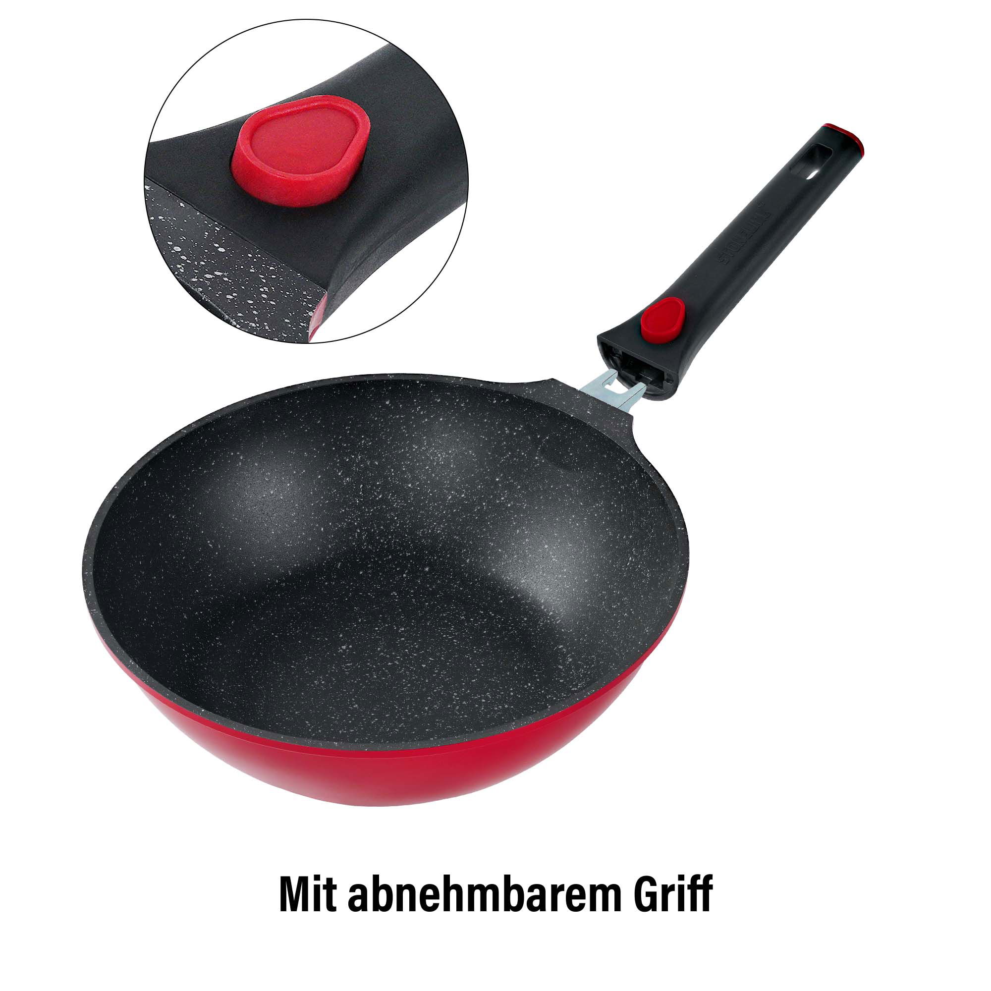 Wok pan 30 cm | with lid - Red