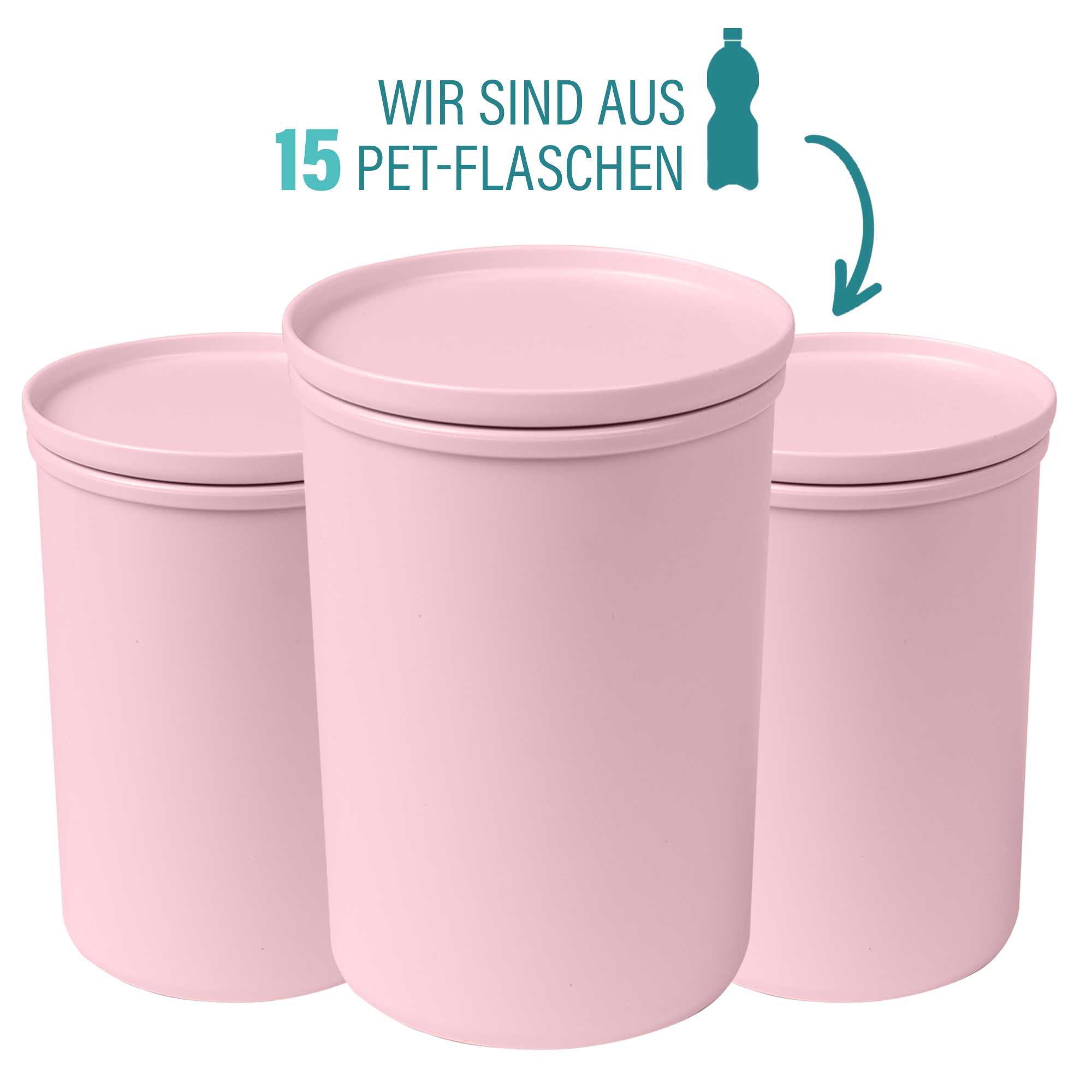 AWAVE® Juego de 3 cajas para guardar alimentos de 1000 ml, con rPET, rosa