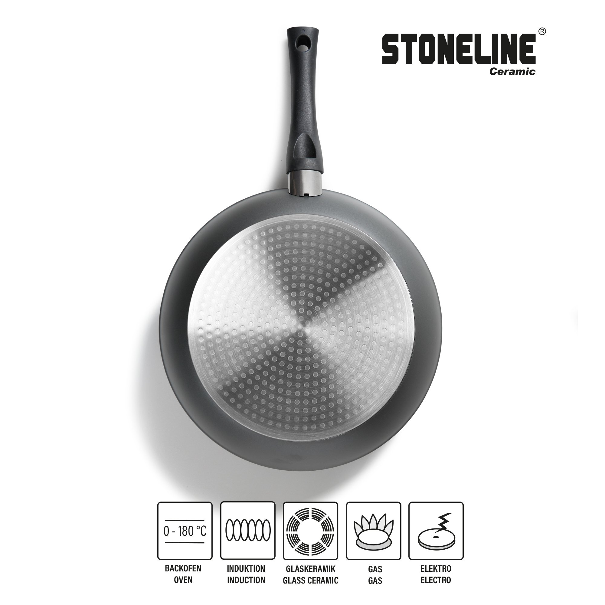 STONELINE® CERAMIC Frying Pan 28 cm, with Lid, Large Non-Stick Pan | CERAMIC Cookware