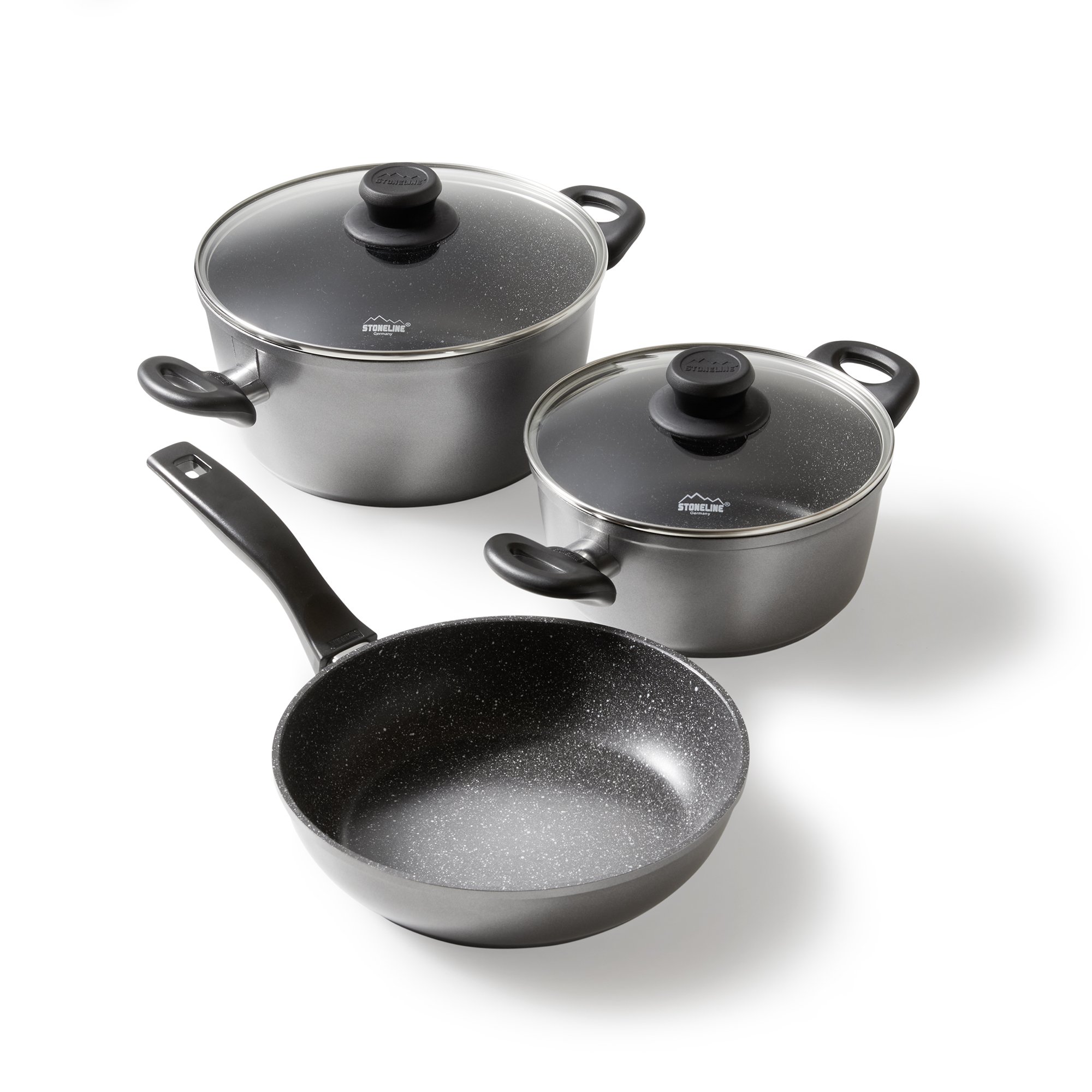 STONELINE® 5 pc Cookware Set 20/24 cm, with Lids, Non-Stick Pots & Pans | CLASSIC
