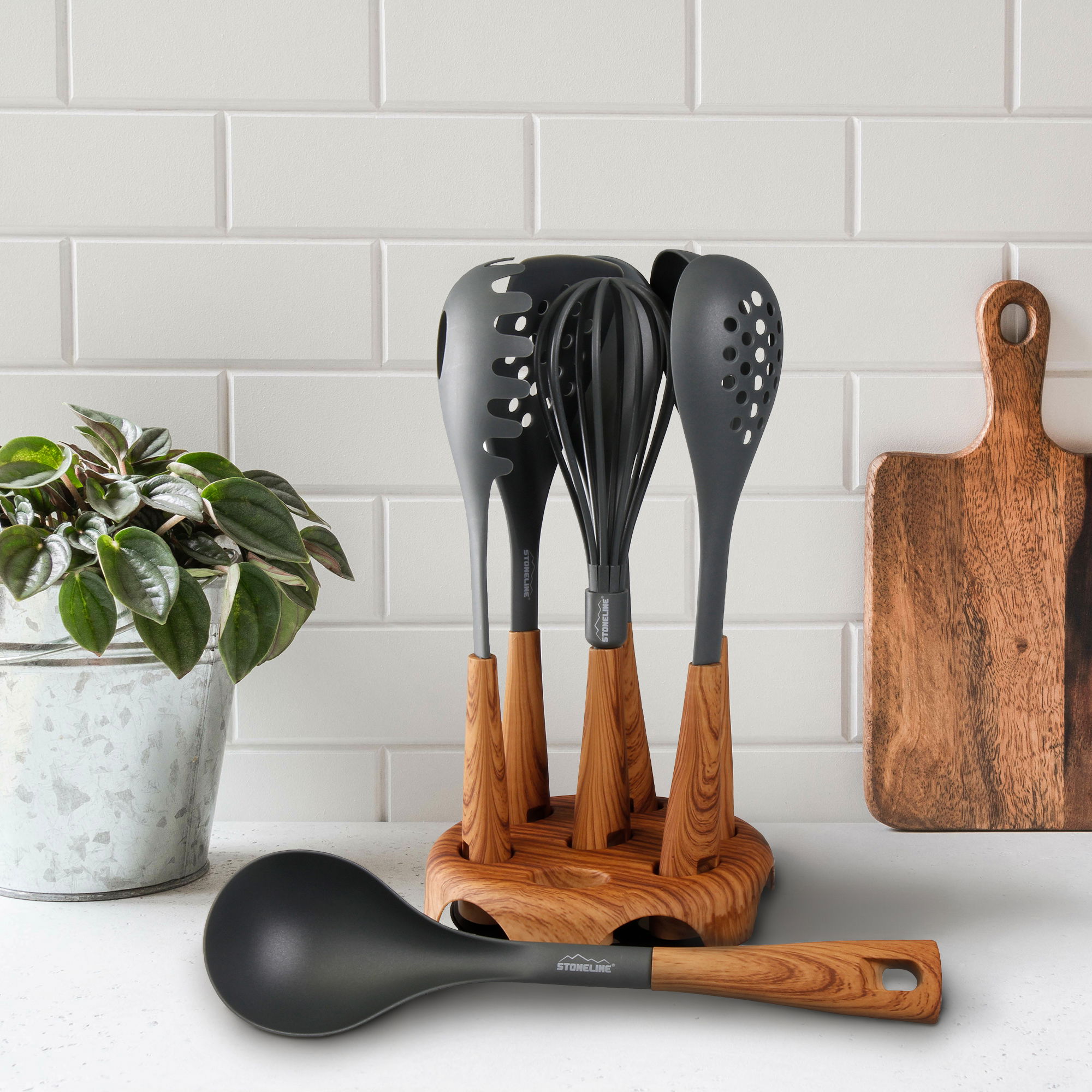 Utensili da Cucina Set 8 Pezzi | Effetto Legno
