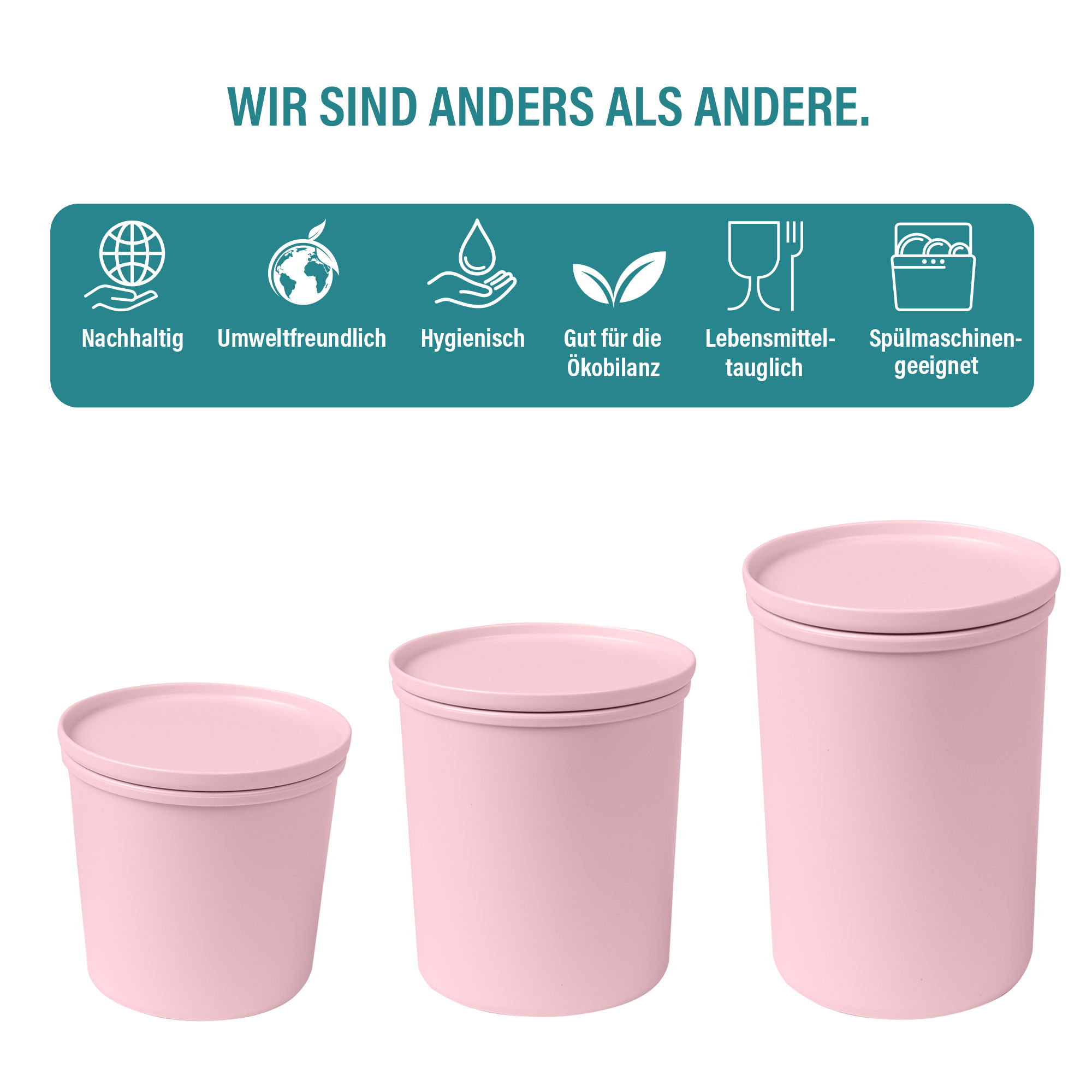 AWAVE® Envase de Alimentos 1000 ml de rPET con Tapa | Rosa