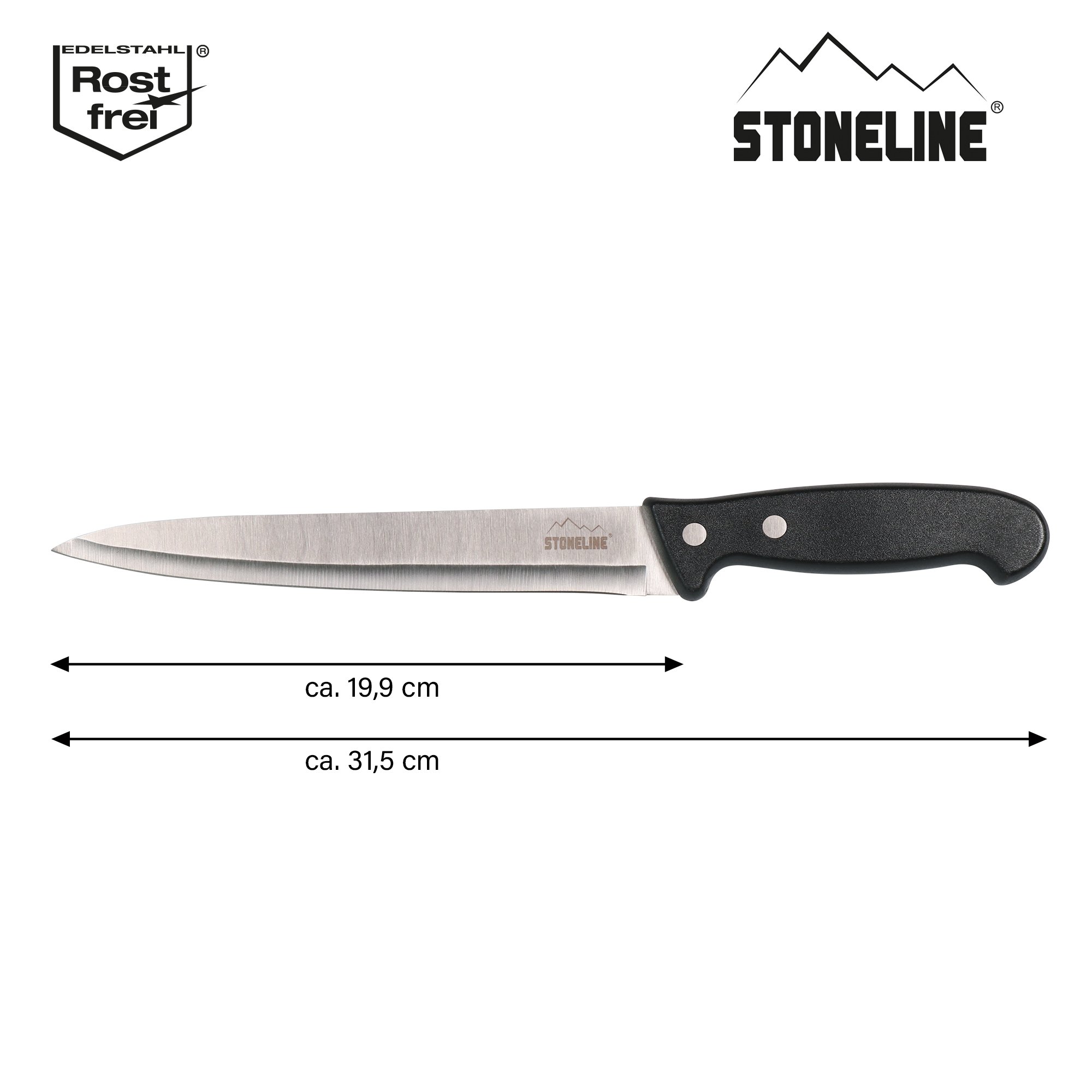 STONELINE® Couteau de boucher 31,5 cm en acier inoxydable avec protège-lame