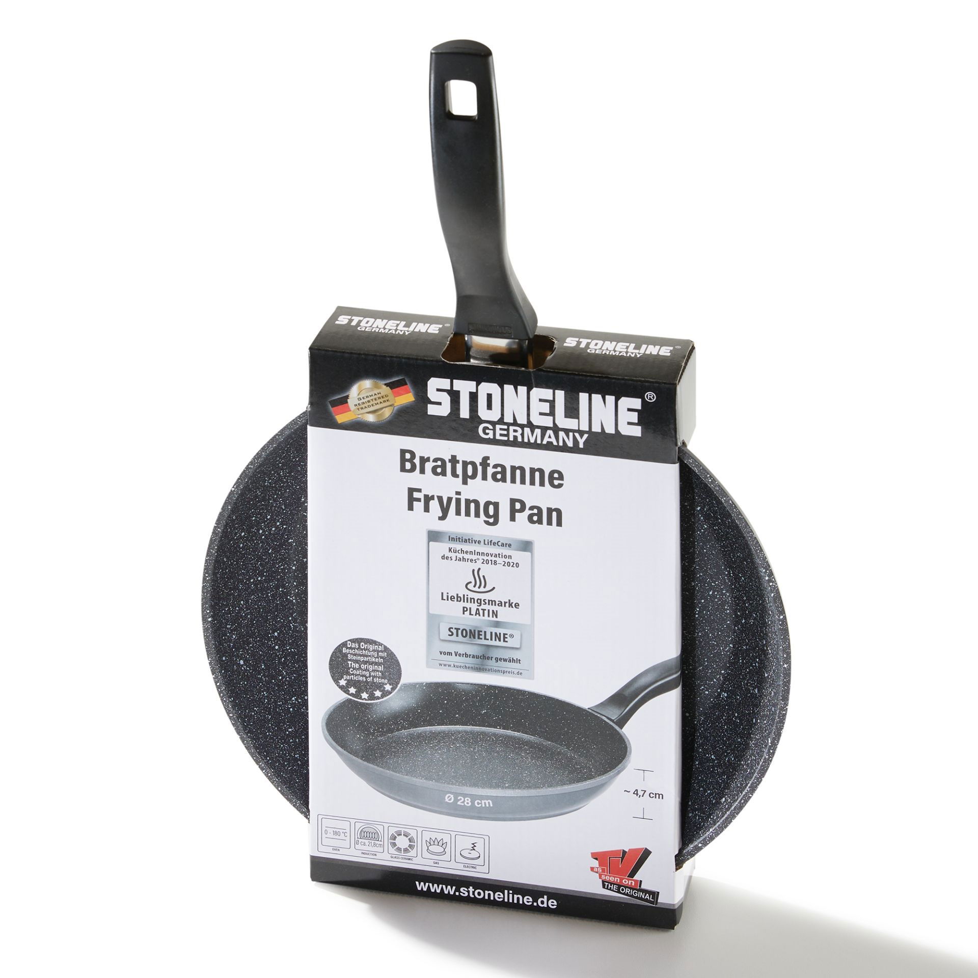 STONELINE® Bratpfanne 28 cm, Aluguss antihaftbeschichtete Pfanne, Backofen und Induktion geeignet