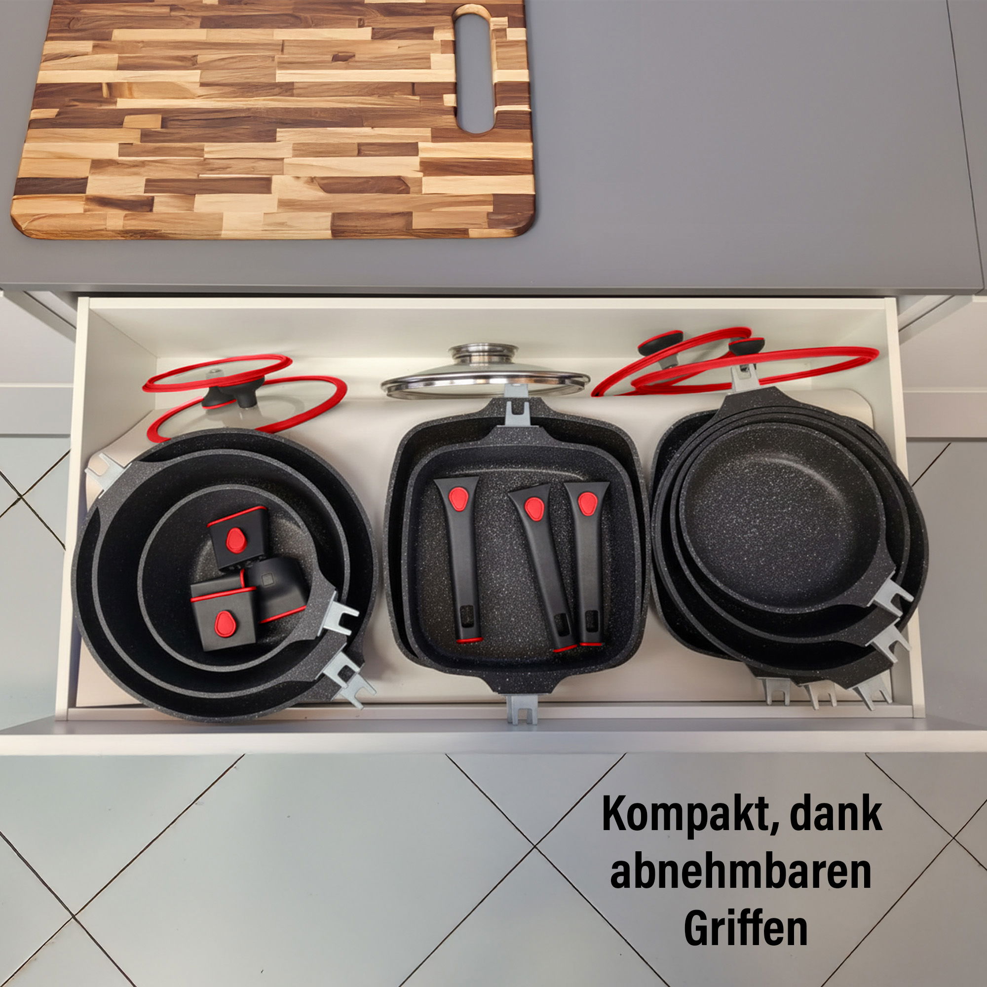 Wok pan 30 cm | with lid - Red