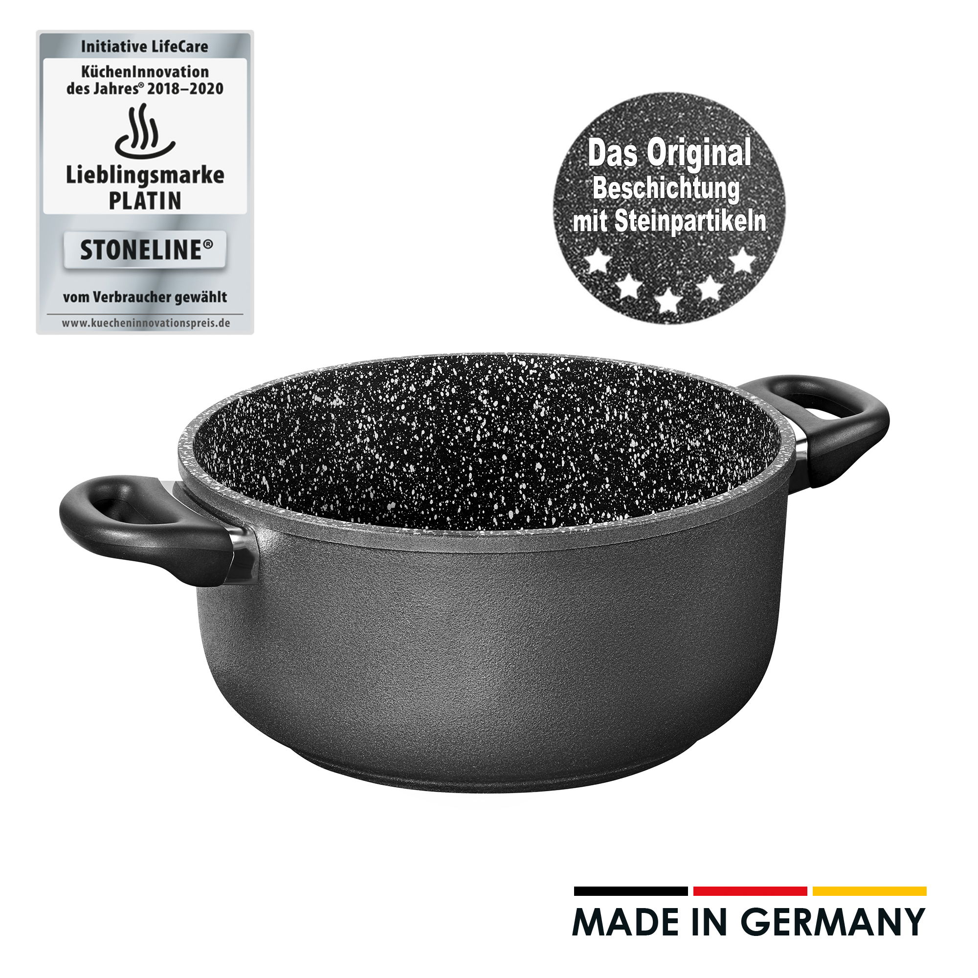 STONELINE® Made in Germany Kochtopf 24 cm, Kokillenguss