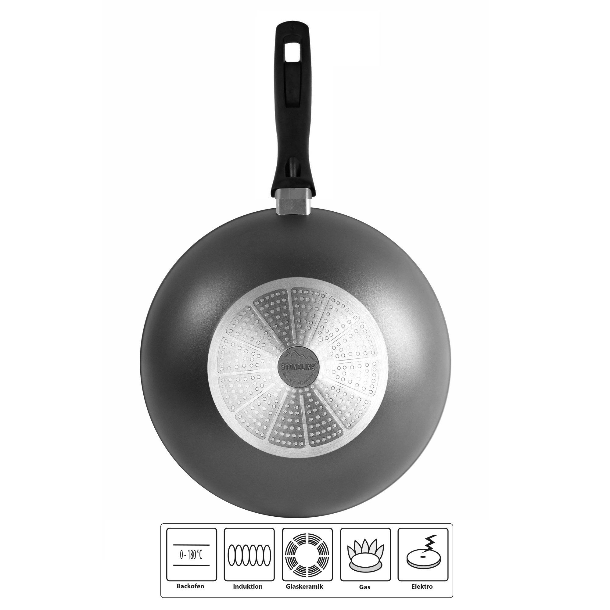 STONELINE® wok pan 30cm, Made in Germany, wok non-stick coated, suitable for induction