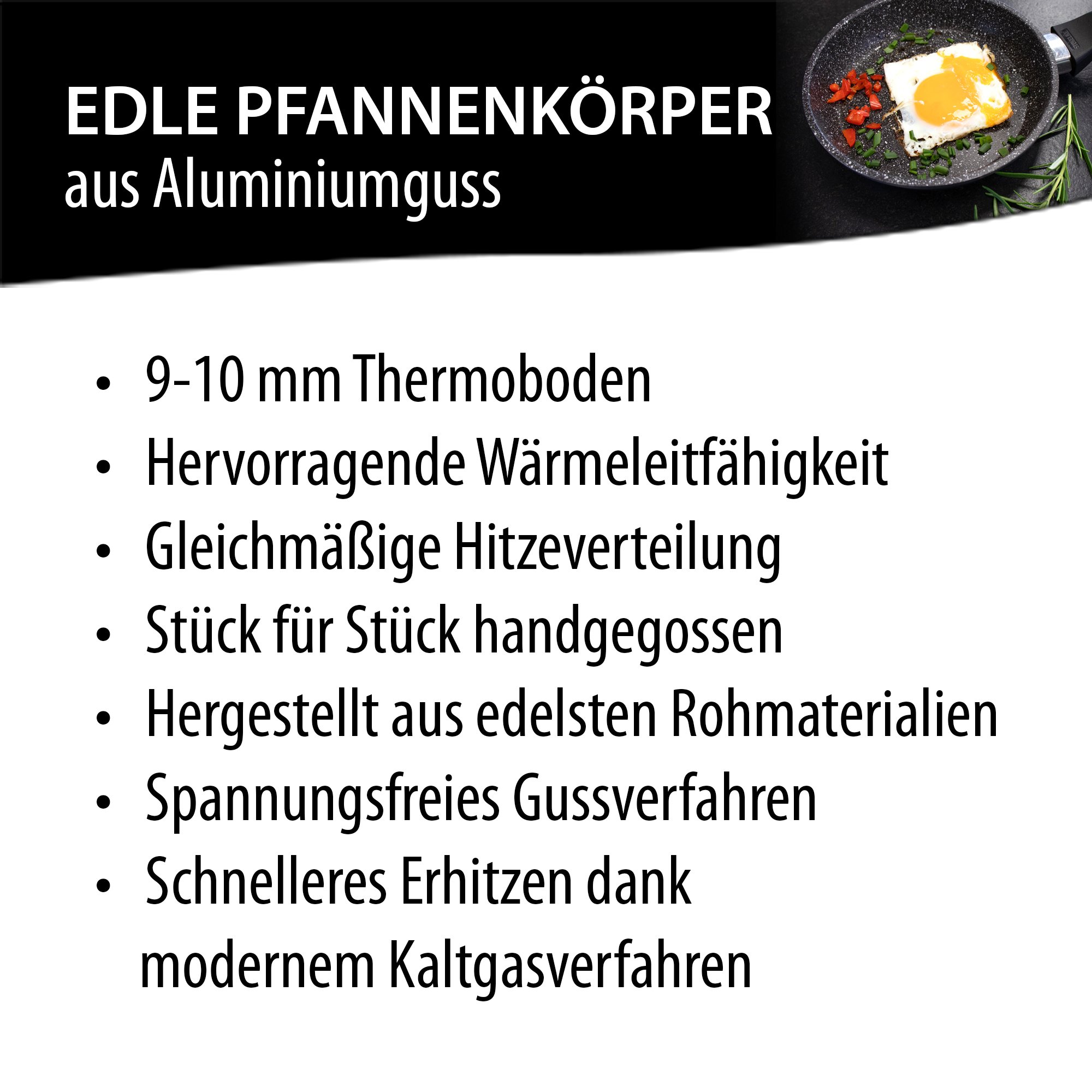 STONELINE® Servierpfanne 24 x 24 cm, Made in Germany, Kokillenguss Eckpfanne, Induktion und backofengeeignet