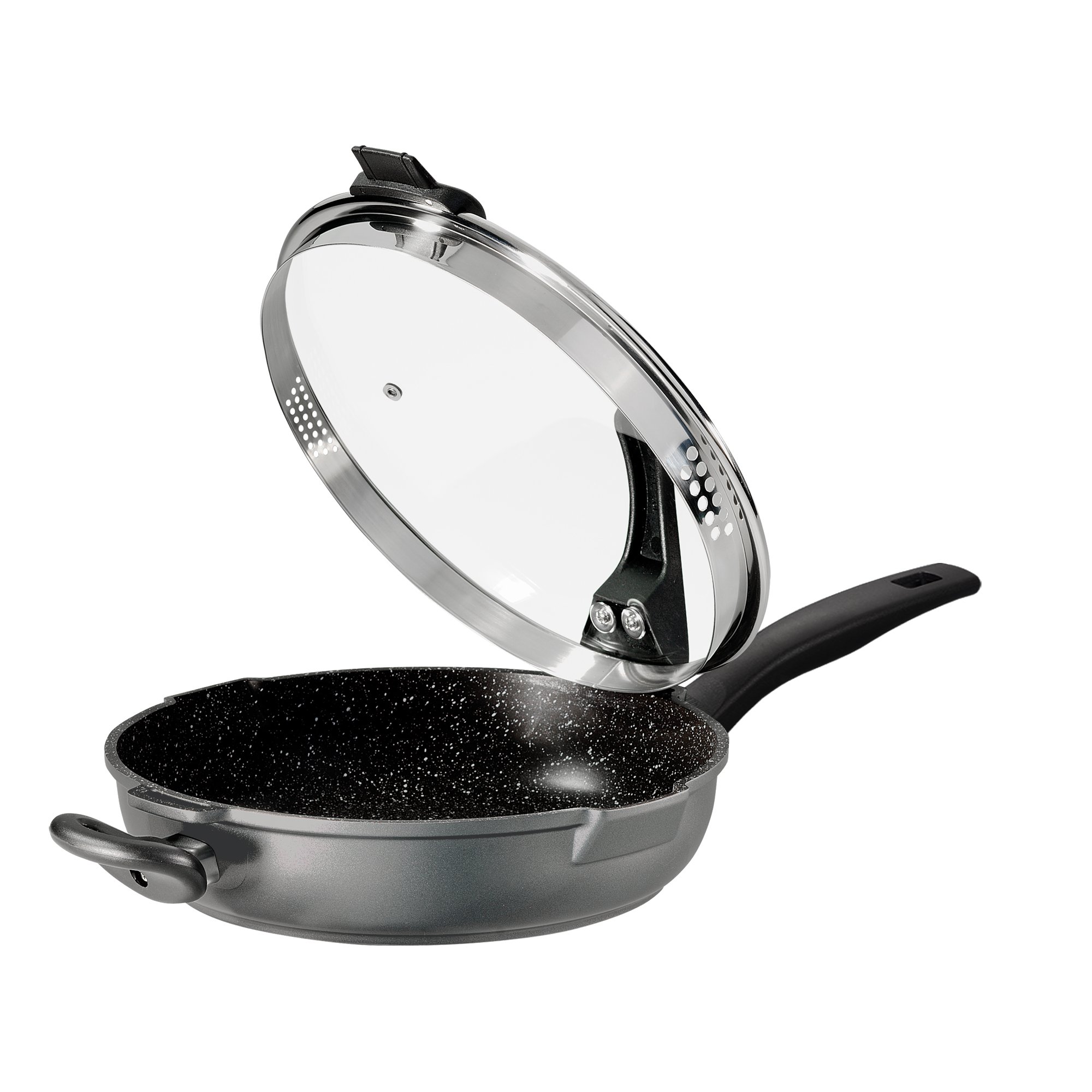 STONELINE® Deep Frying Pan 28 cm, Strainer Lid, 2 Spouts, Non-Stick Pan | FUTURE