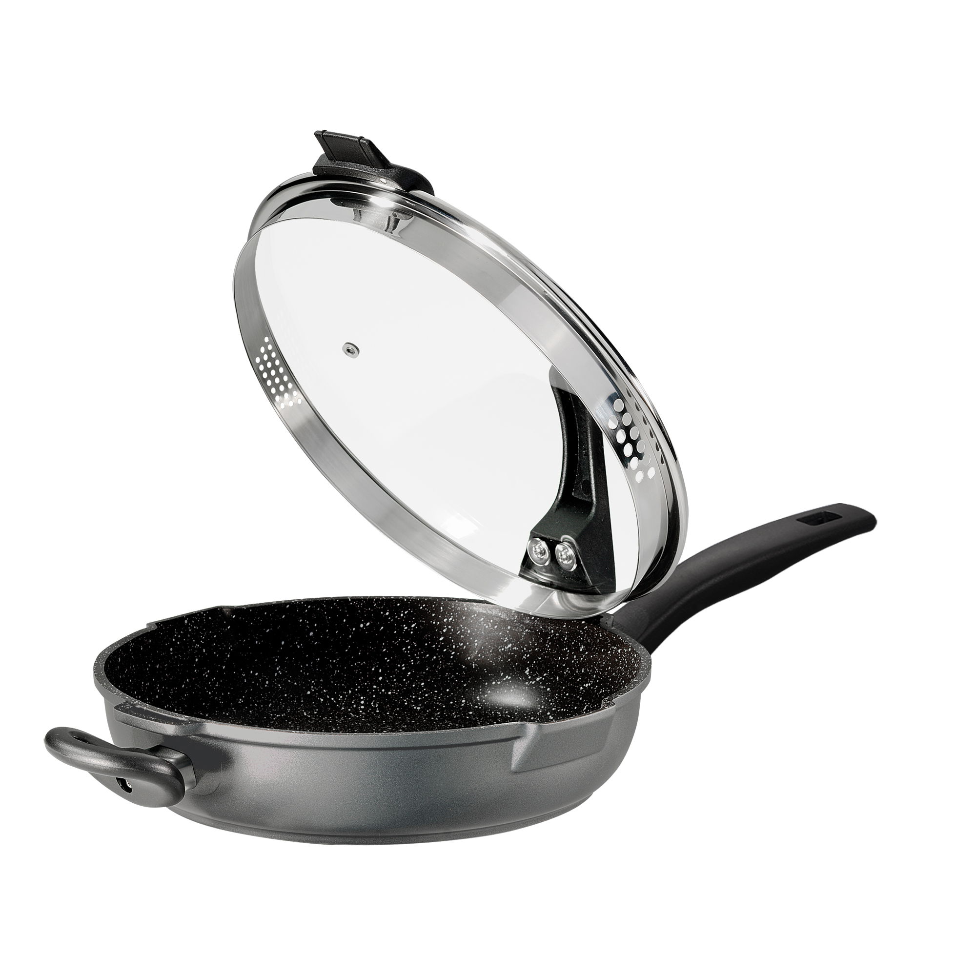 STONELINE® Grande Sauteuse 28 cm avec couvercle et 2 becs verseurs, Antiadhésive | FUTURE