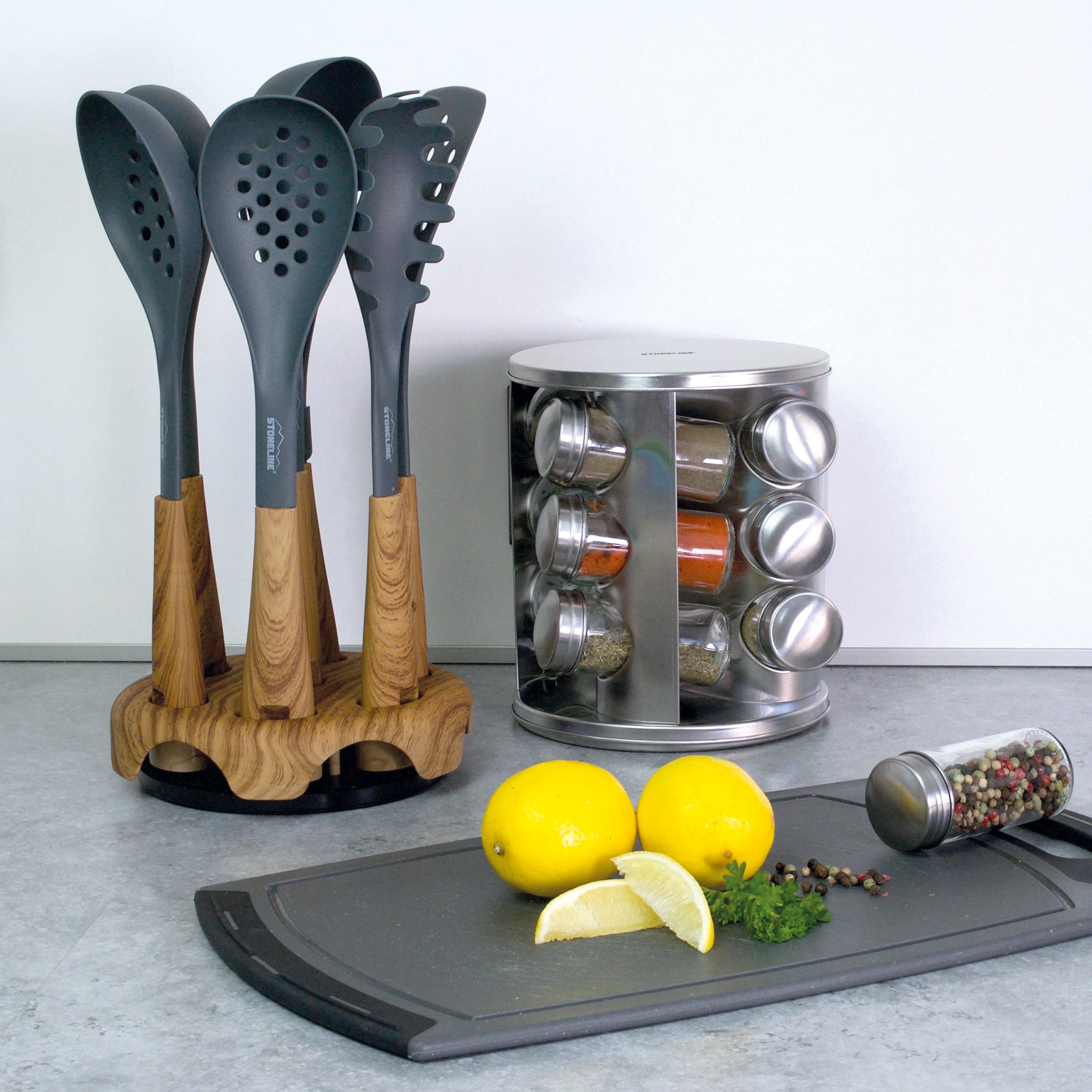STONELINE® Back to Nature kitchen gadget set, 8 pcs. in rotating storage rack