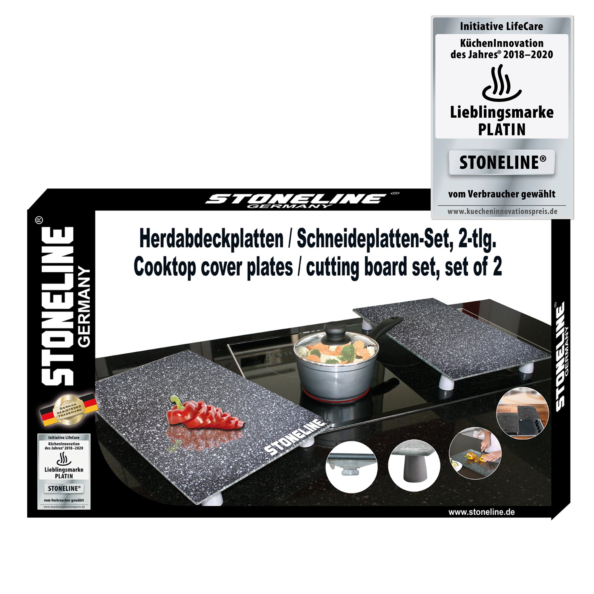 STONELINE® Set di piastre di copertura e di taglio per fornelli, 2 pezzi.