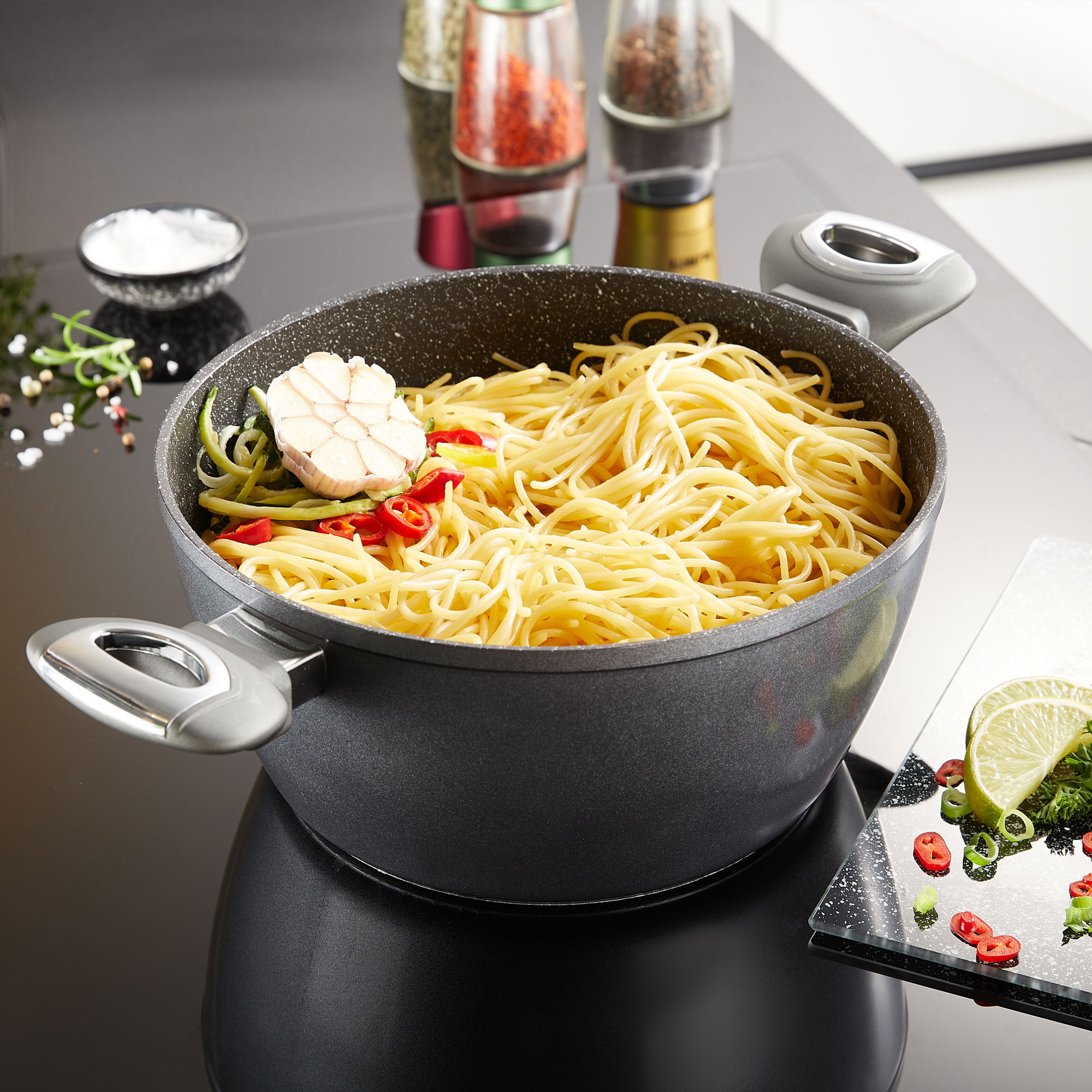 STONELINE® Cooking Pot 24 cm, with Lid, Large Non-Stick Pot | GOURMUNDO