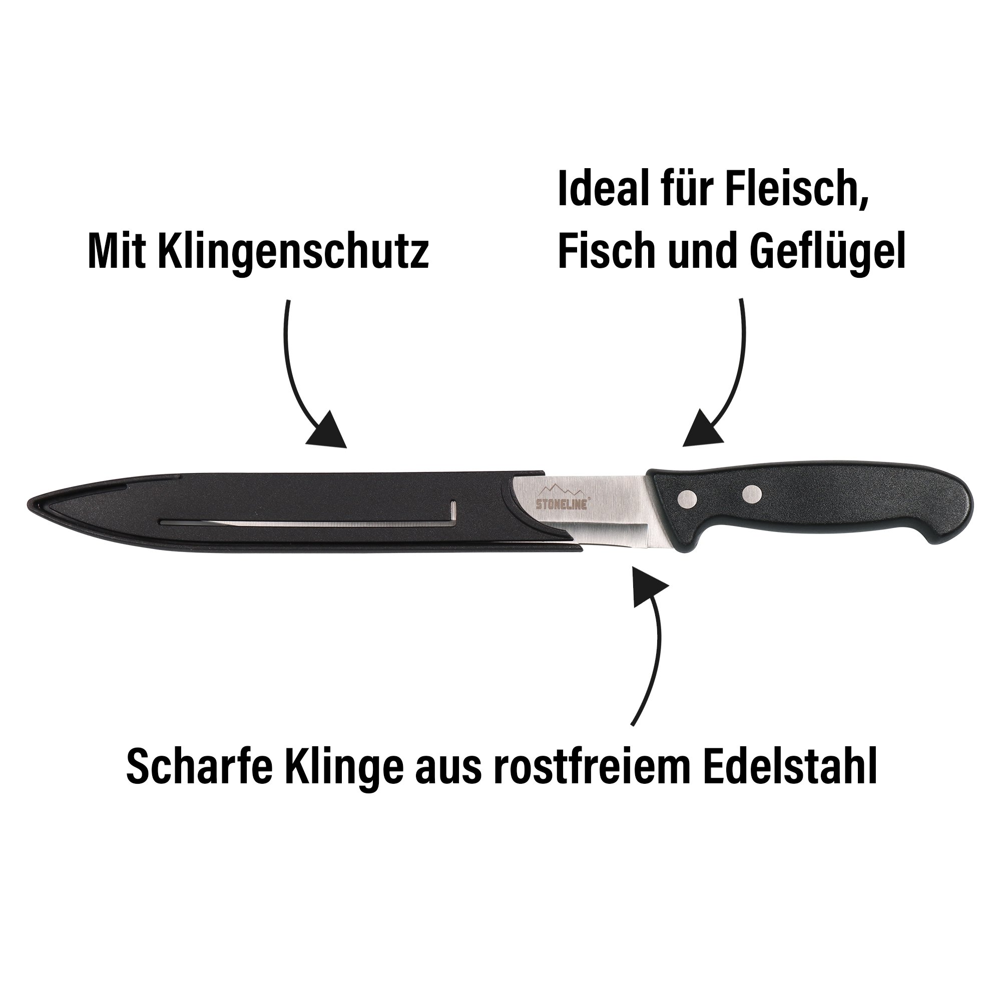 Cuchillo para carne STONELINE® de 31,5 cm, con protector de hoja
