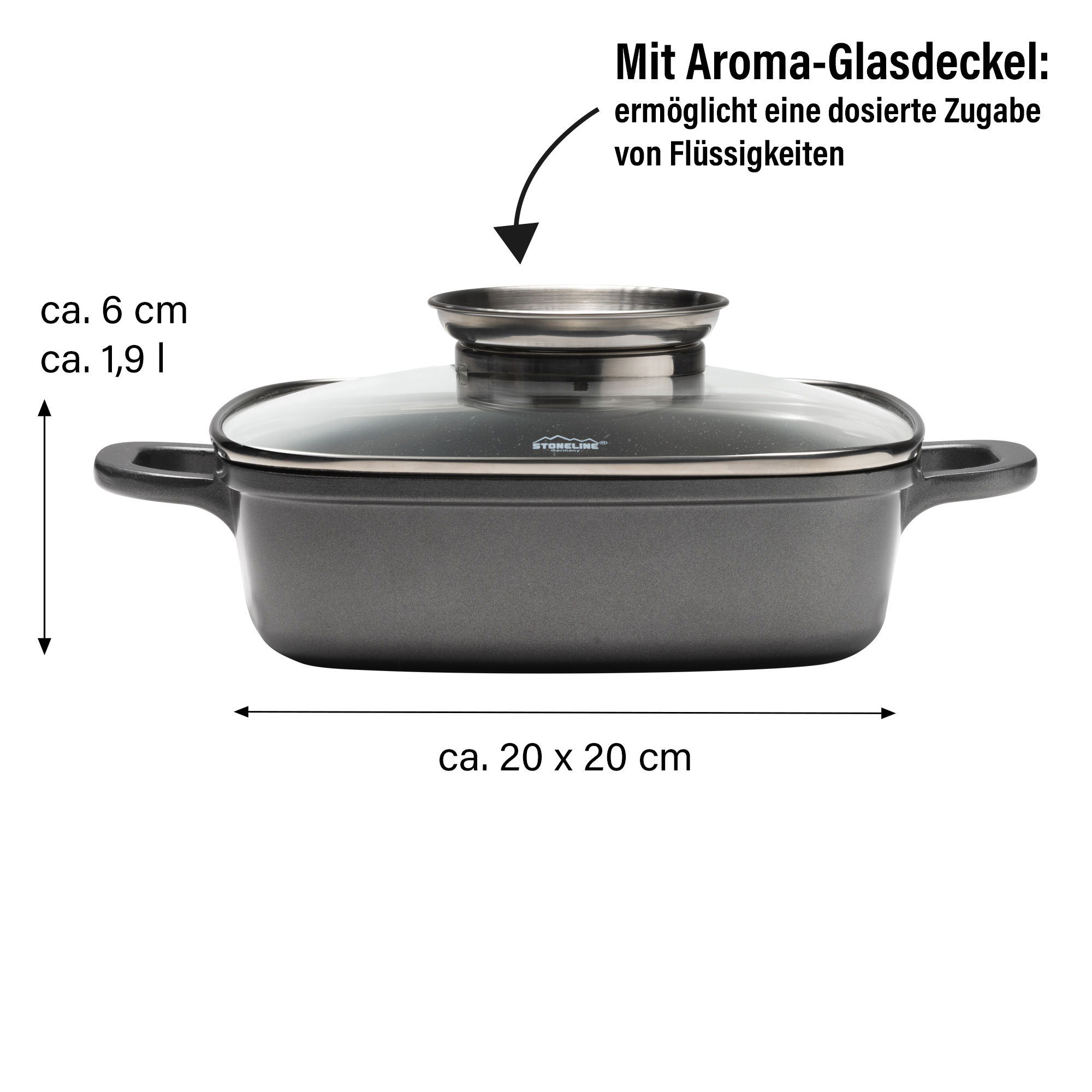 Servierpfanne Eckig 20 cm | mit Deckel