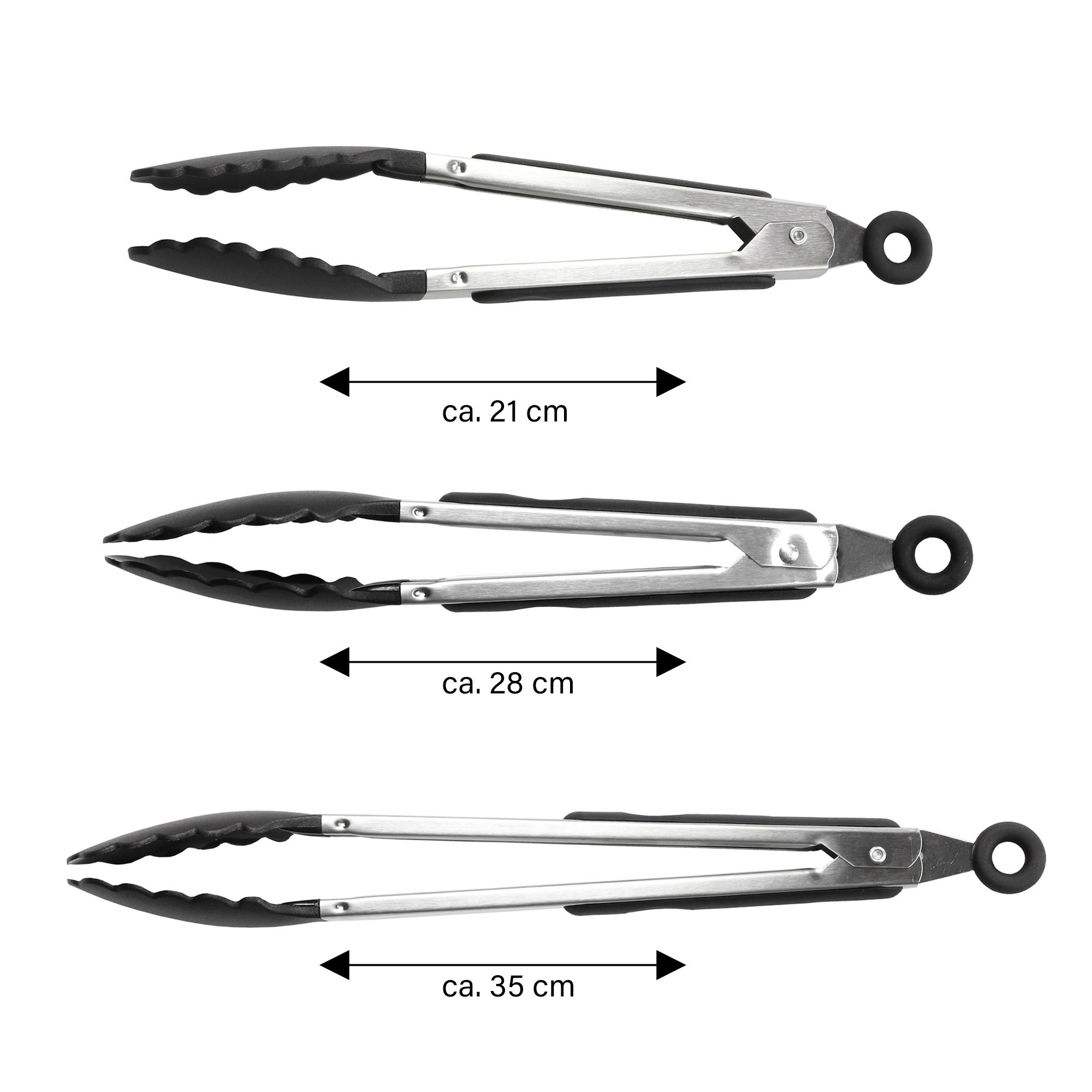 STONELINE® 3 pc Kitchen Tongs Set 21/28/35 cm, Cooking Tongs, Non-Slip Grip