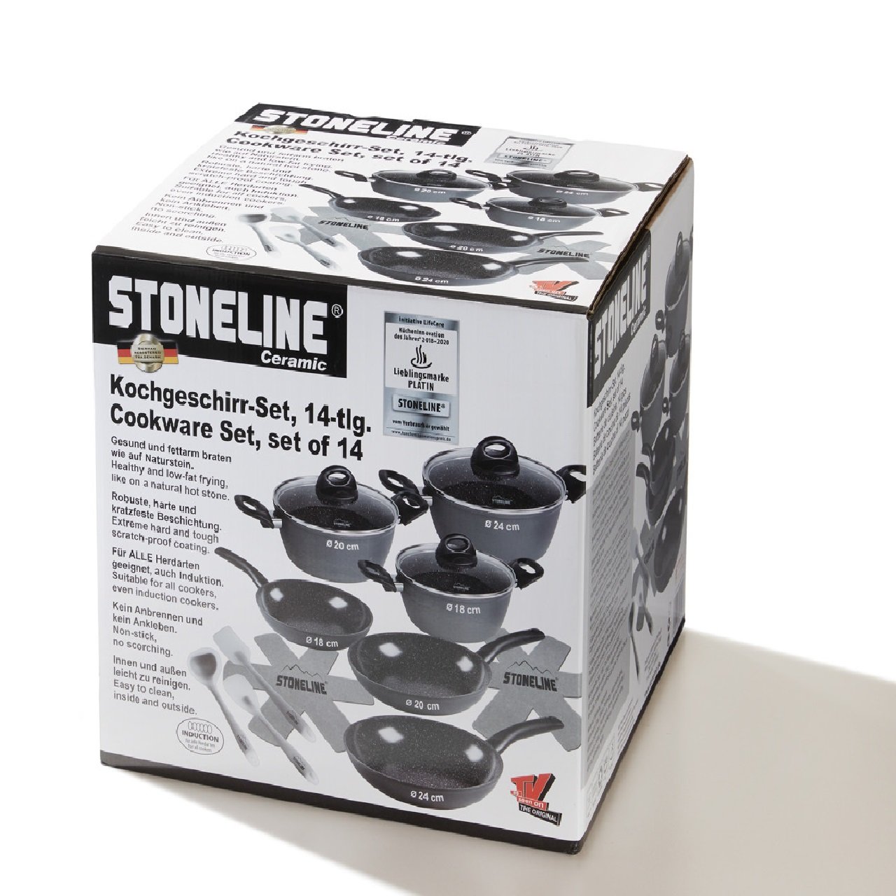 STONELINE® CERAMIC Kochgeschirr-Set, 14-tlg., Keramik-Beschichtung, mit Glasdeckeln, Induktion