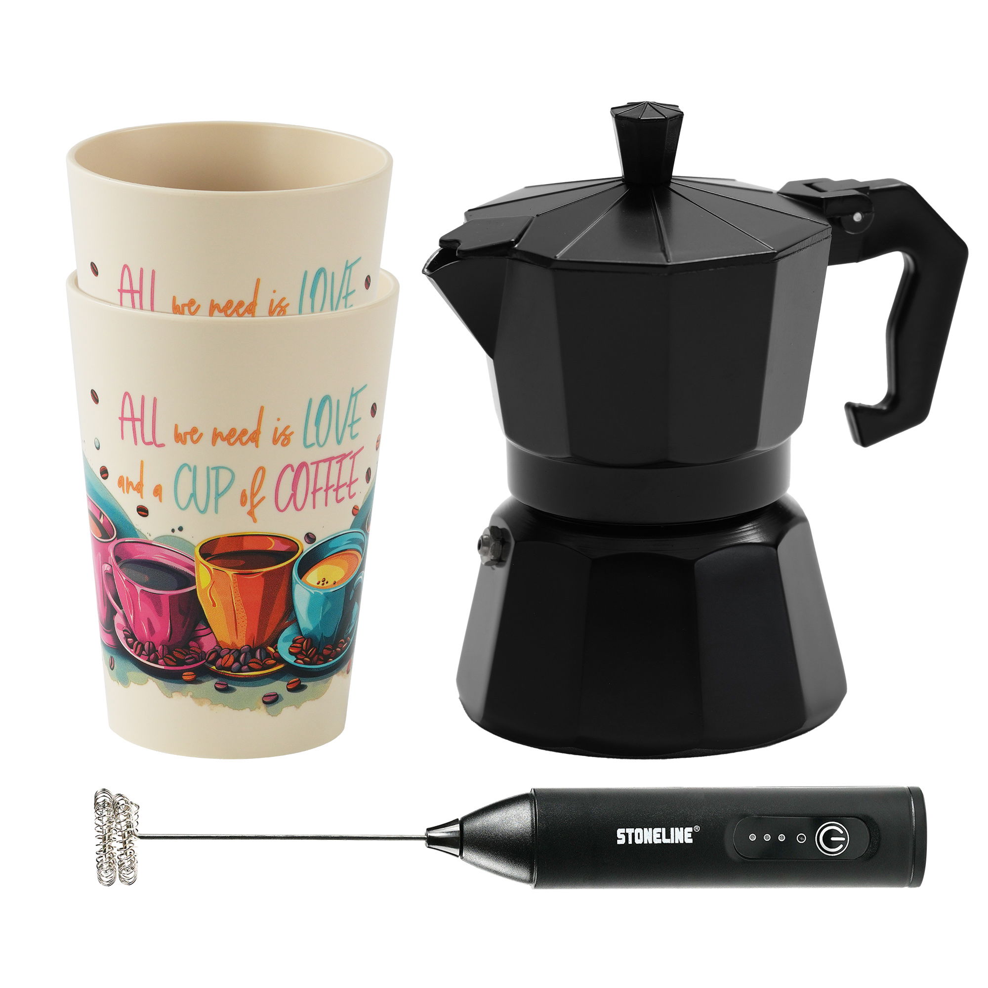 Caffettiera Moka 240 ml Set 4 Pezzi | Nero