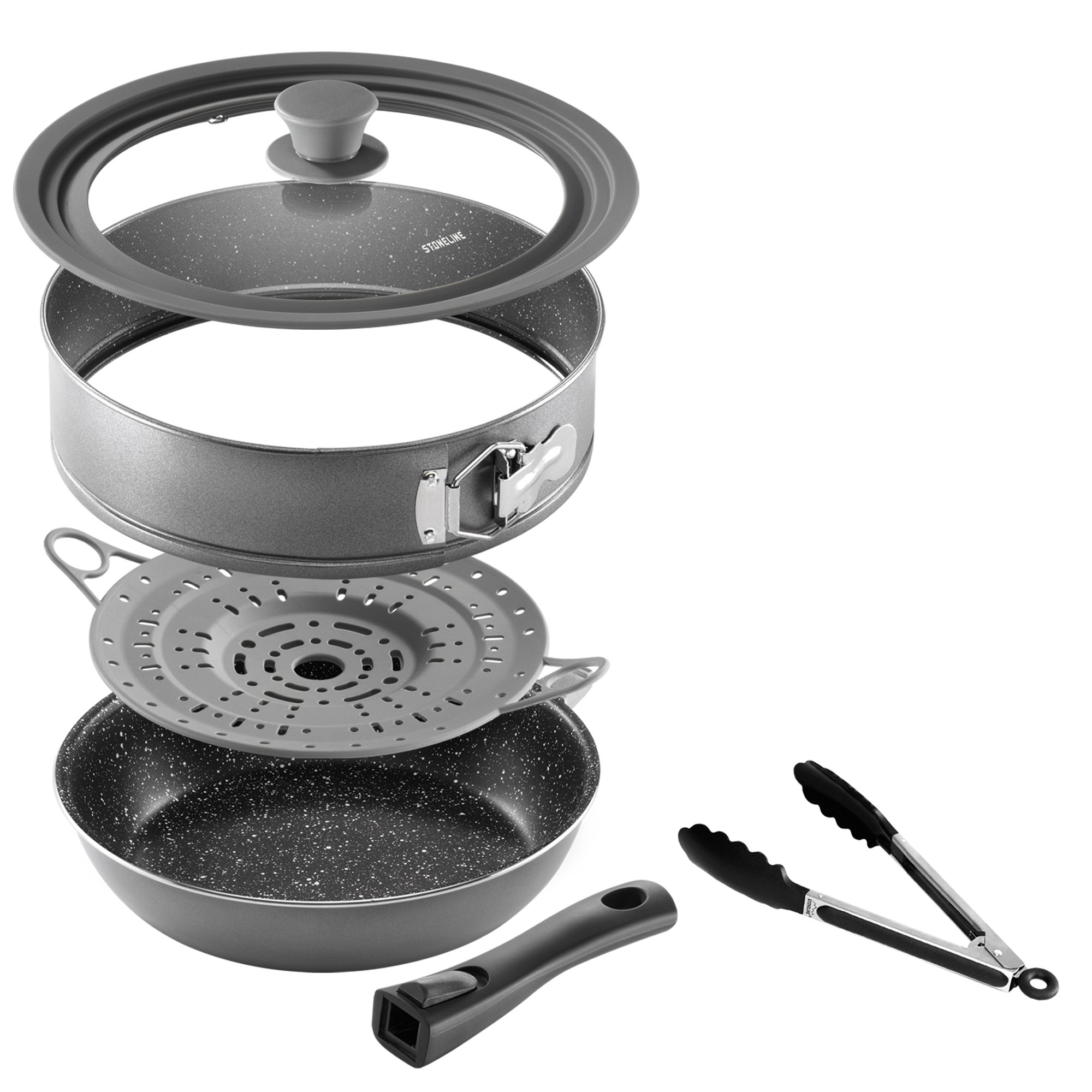 STONELINE® 5 pc Multifunctional Frying Baking Pan Set, Non-Stick | Steamer Baking Tin